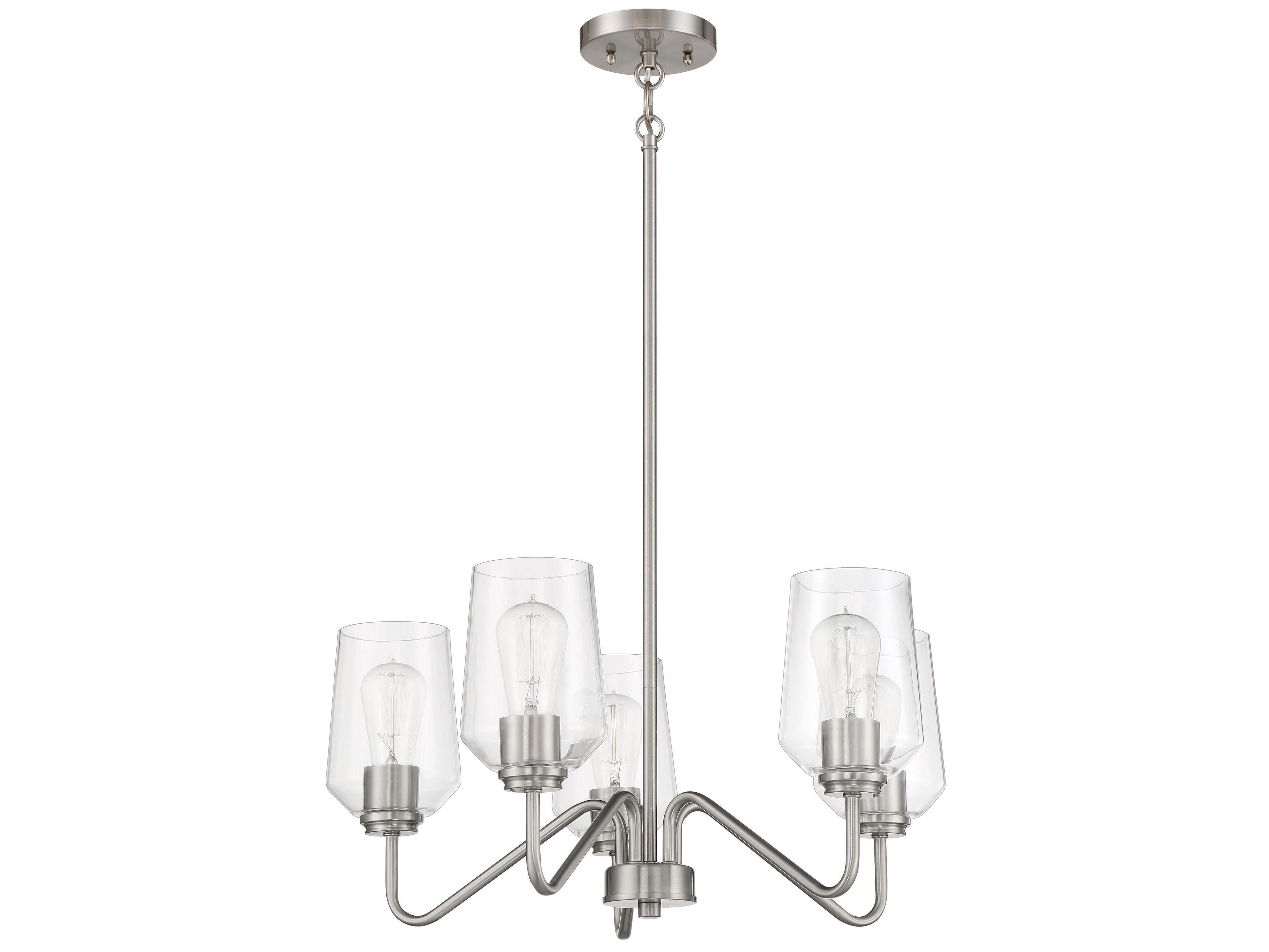 Craftmade Shayna 5-Light Brushed Polished Nickel Glass Cylinder Chandelier