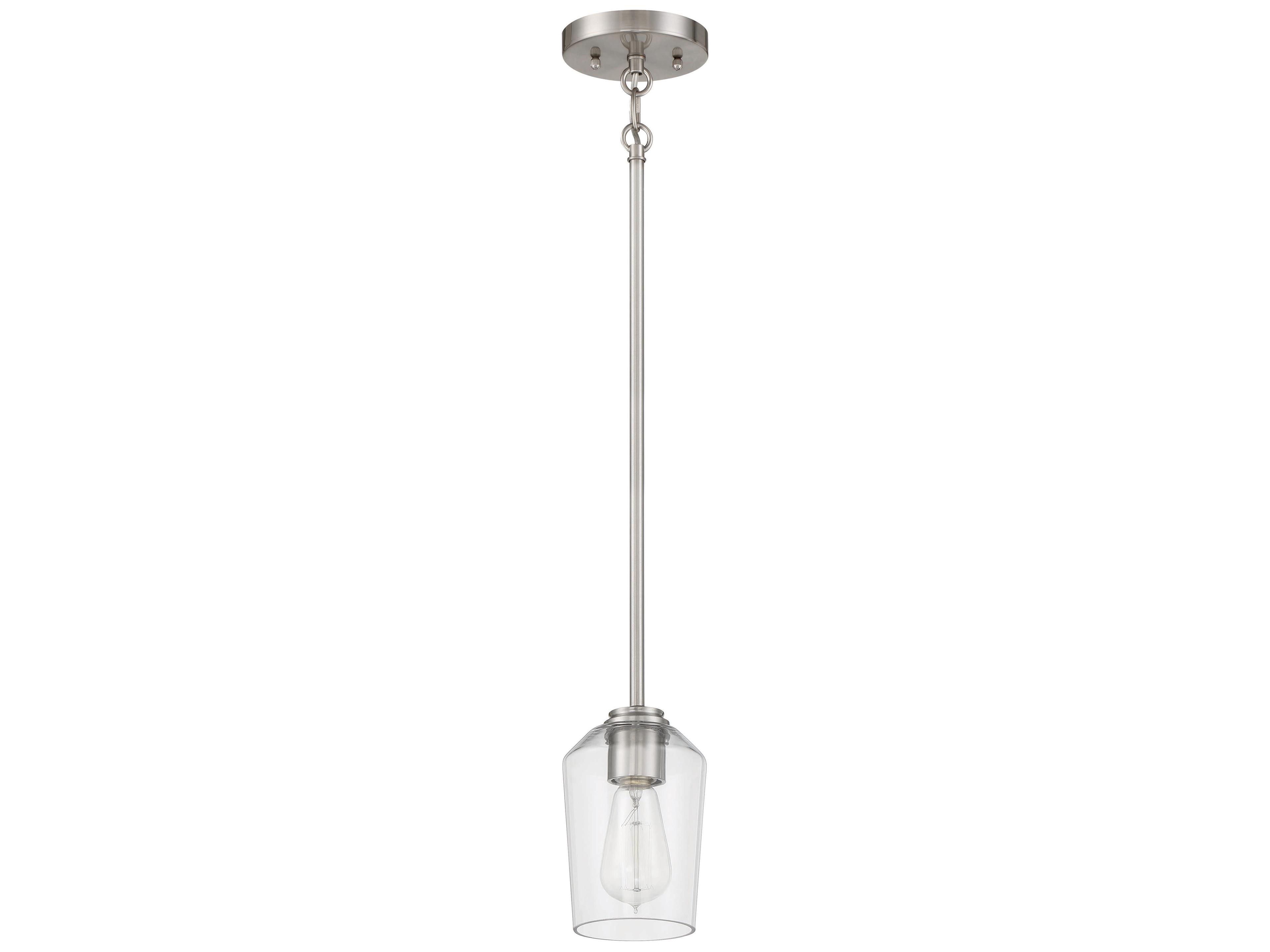 Craftmade Shayna 1-Light Brushed Polished Nickel Glass Cylinder Mini Pendant