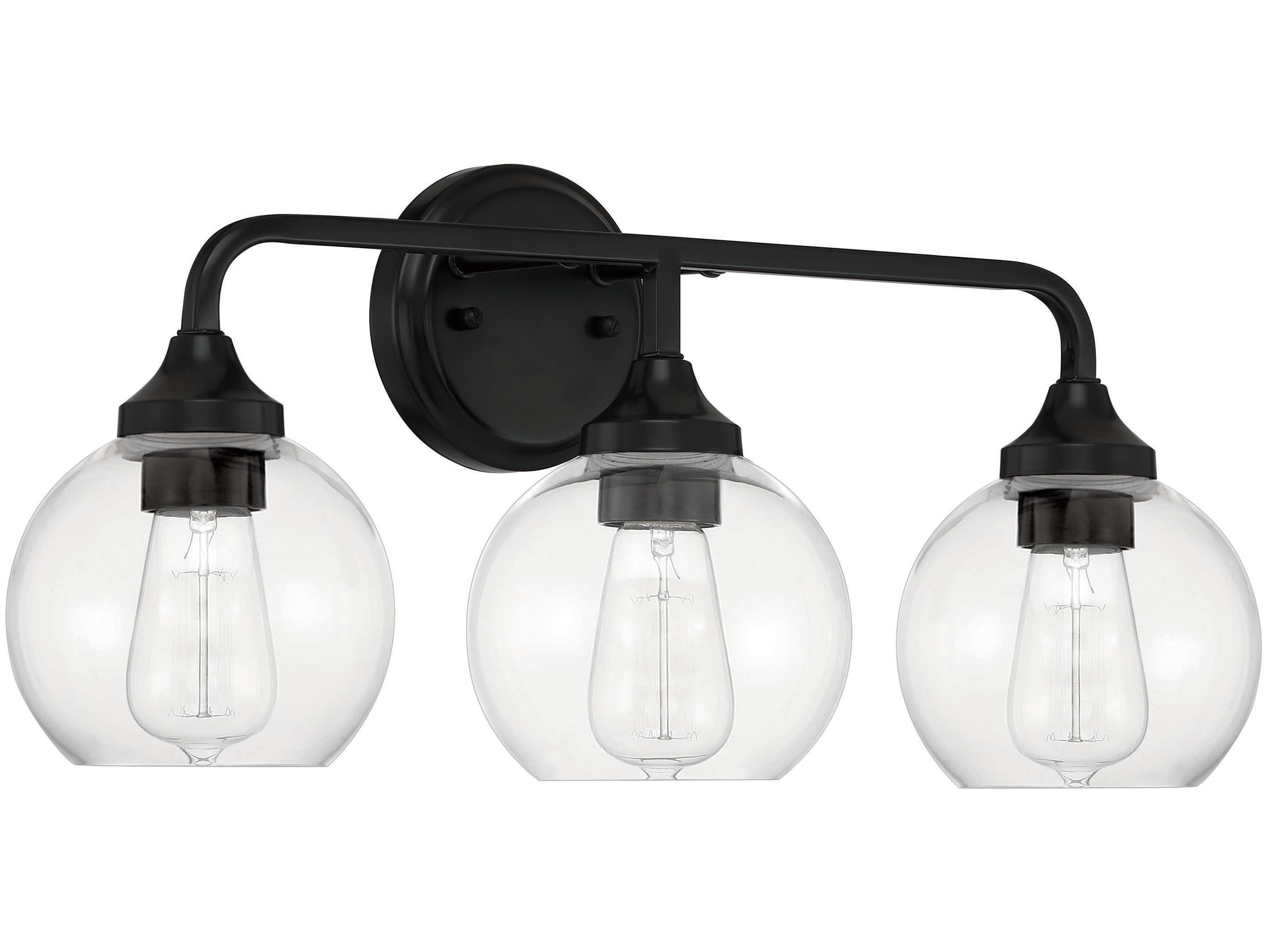 Craftmade Glenda 3-Light Flat Black Glass Vanity Light