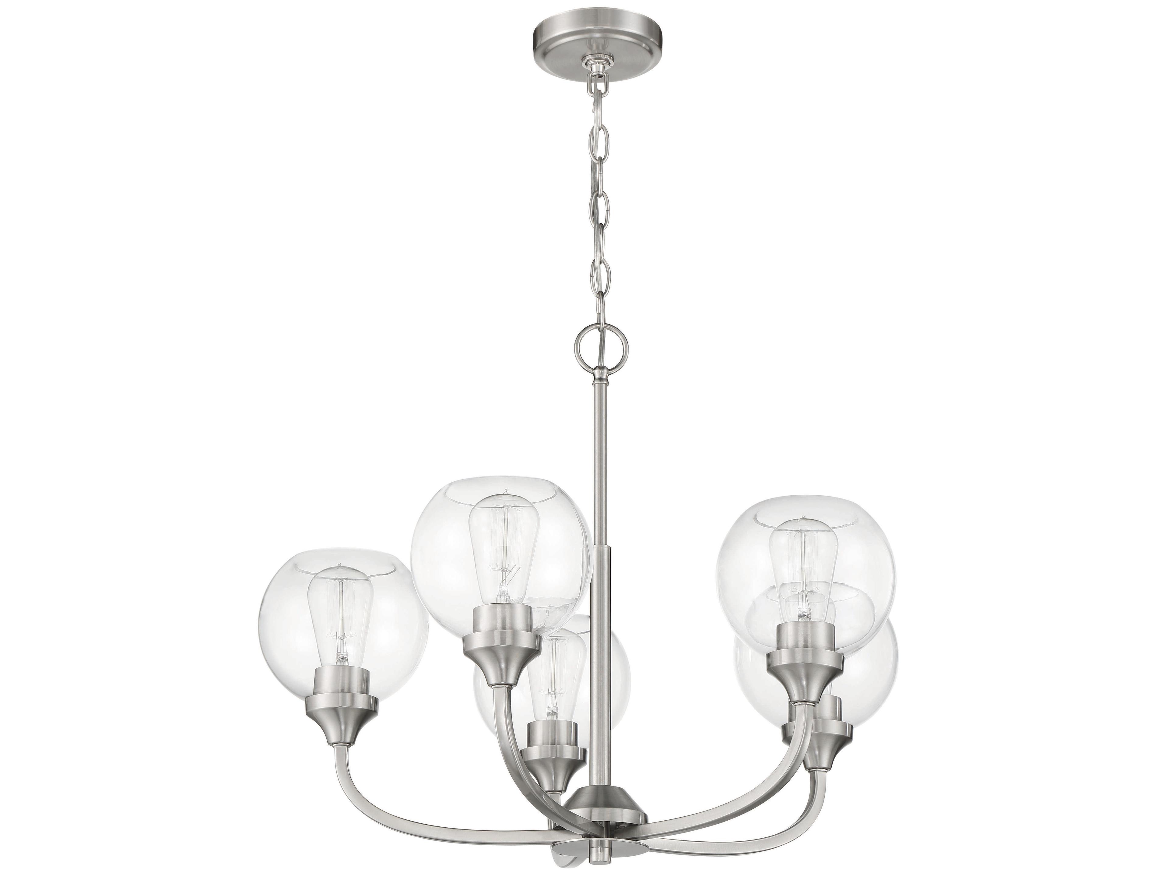 Craftmade Glenda 5-Light Brushed Polished Nickel Glass Globe Round Chandelier