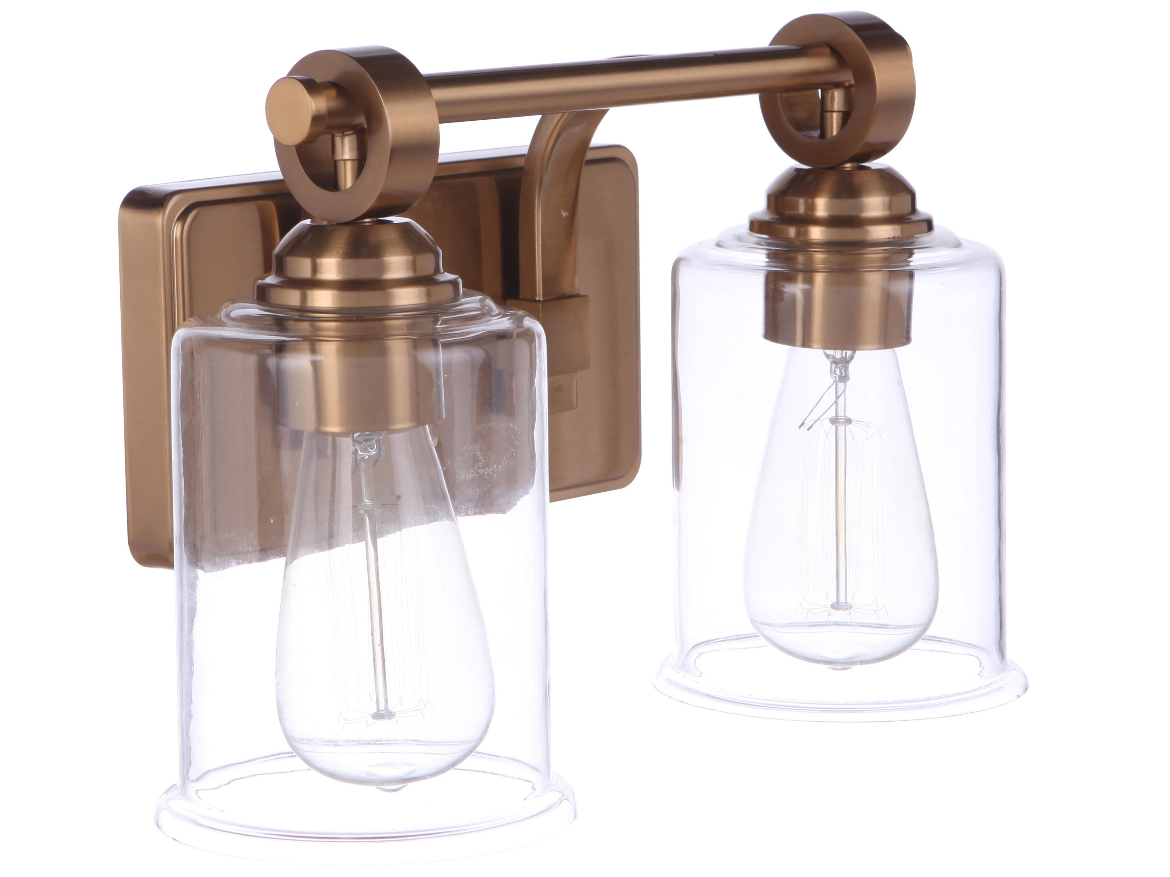 Craftmade Romero 2-Light Satin Brass Glass Vanity Light