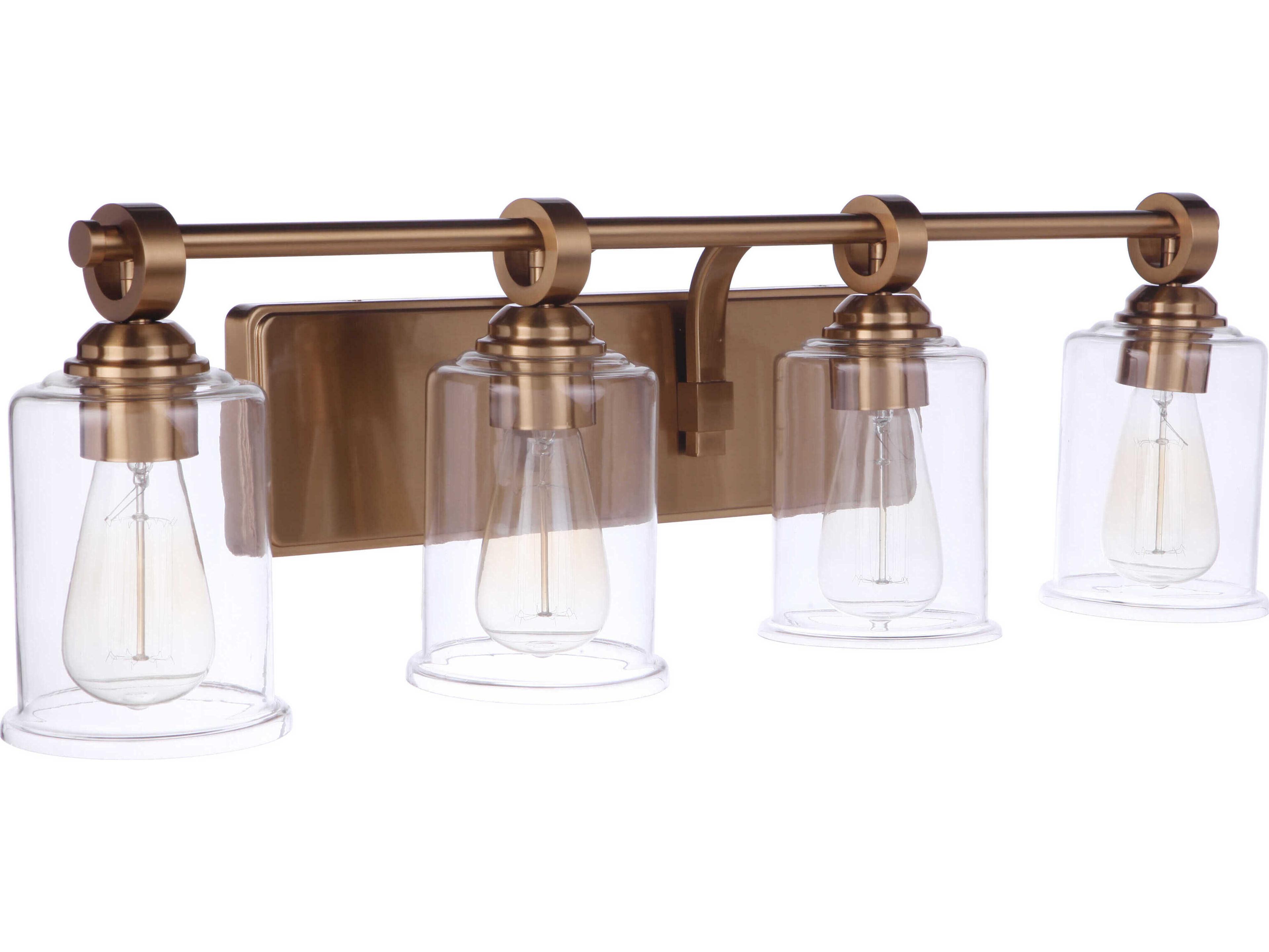 Craftmade Romero 4-Light Satin Brass Glass Vanity Light