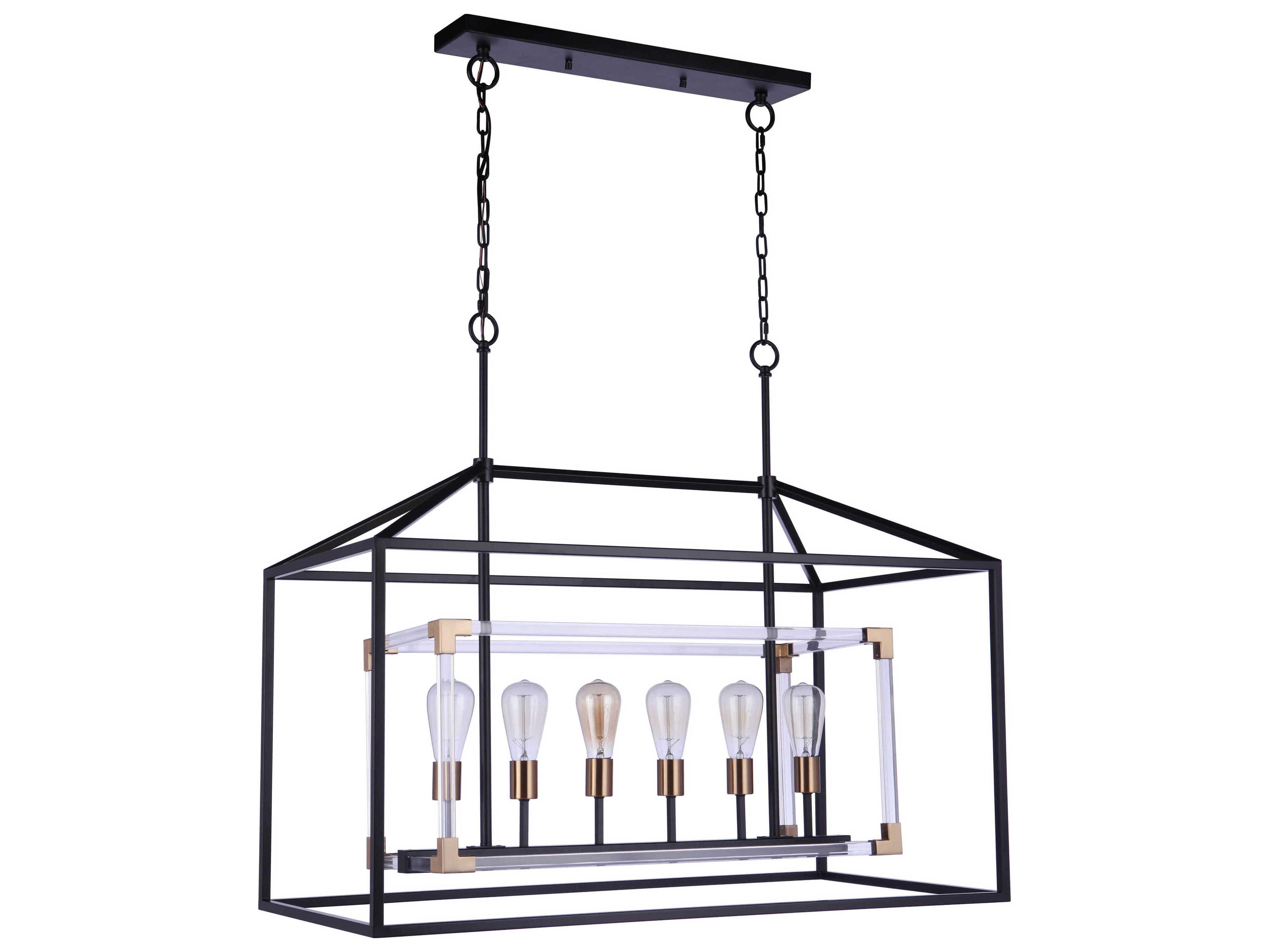 Craftmade Aaron 6-Light Flat Black Satin Brass Linear Island Pendant