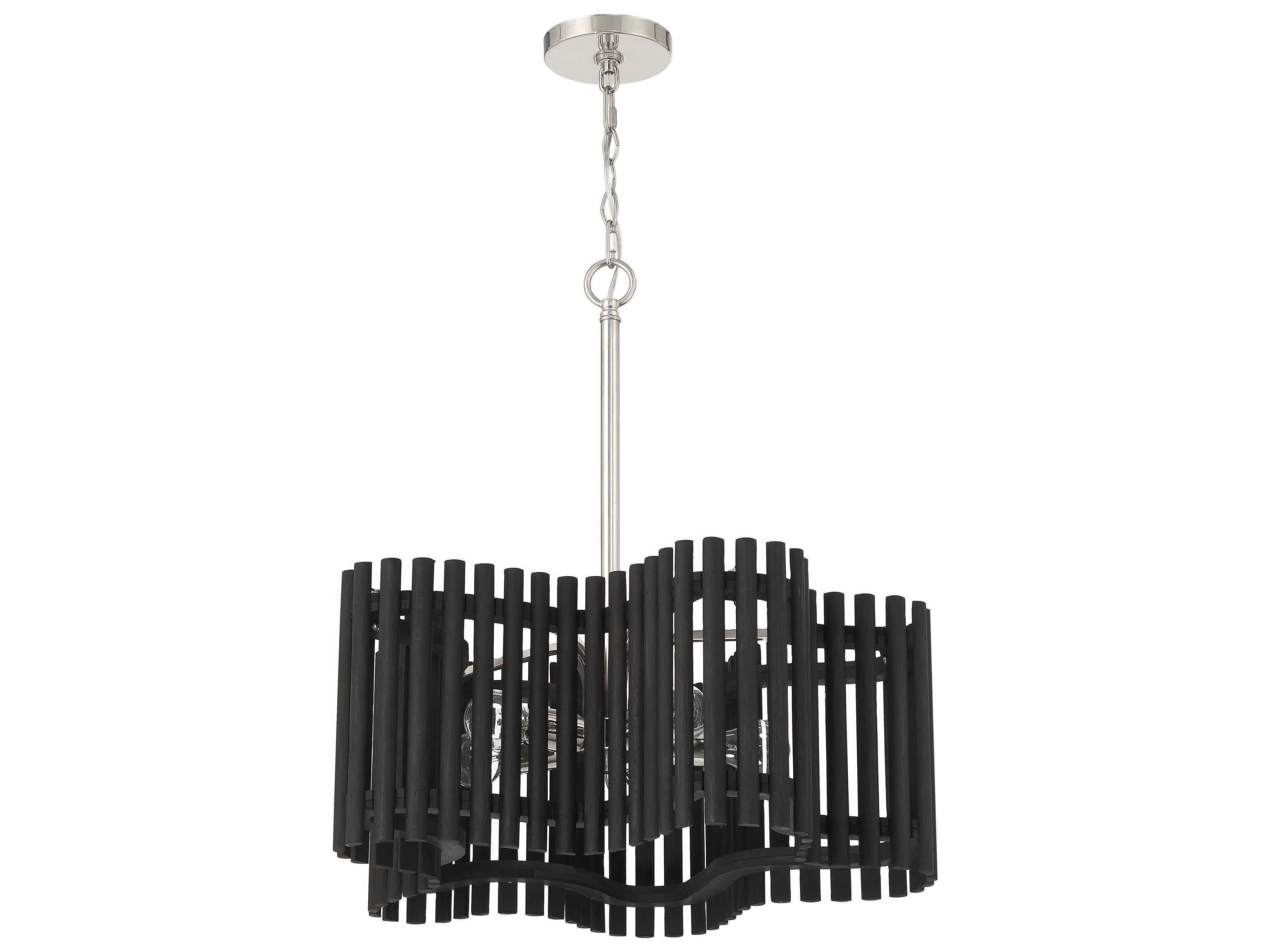 Craftmade Freeform 5-Light Polished Nickel Black Walnut Geometric Chandelier