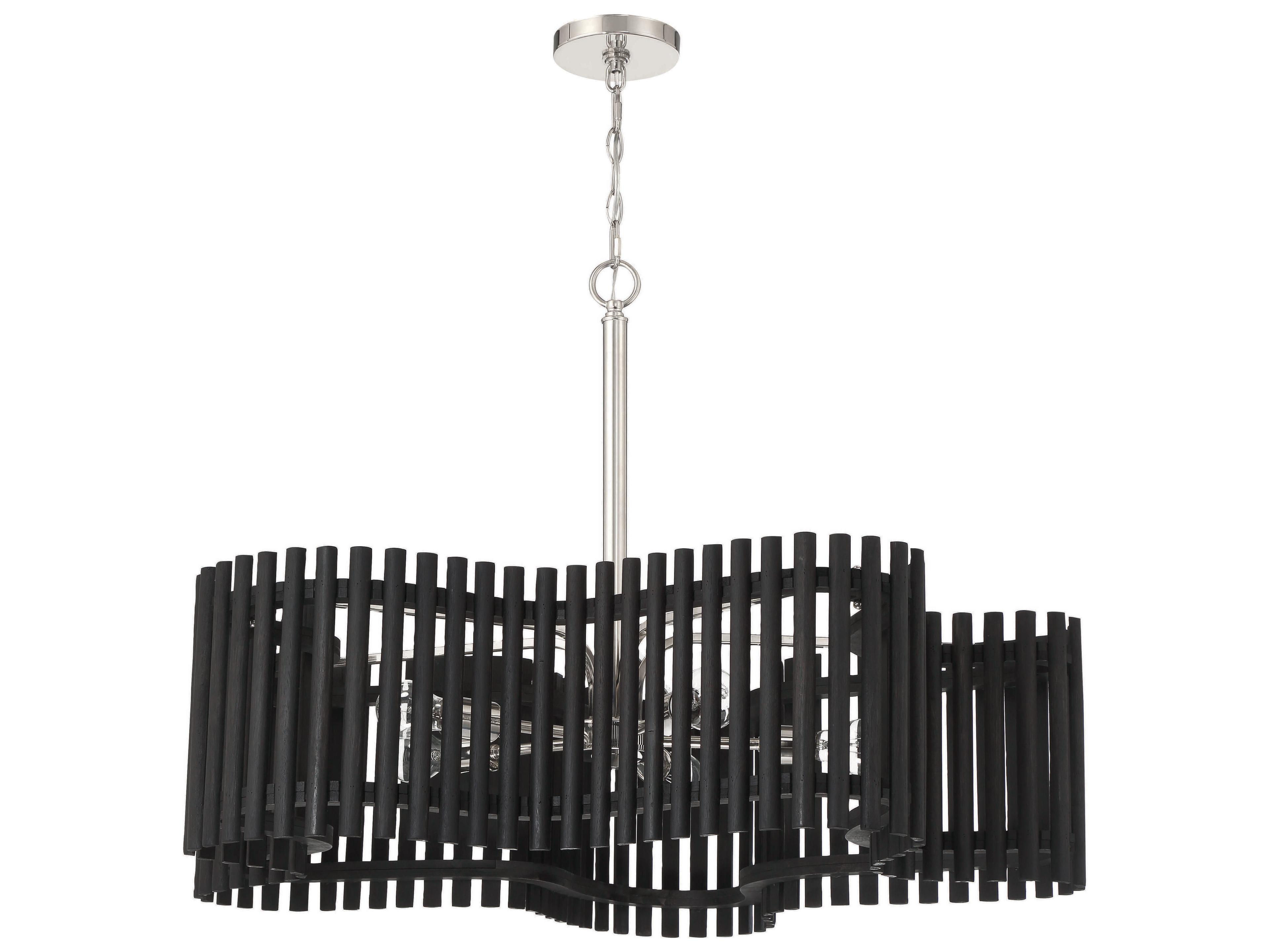 Craftmade Freeform 5-Light Polished Nickel Black Walnut Geometric Chandelier