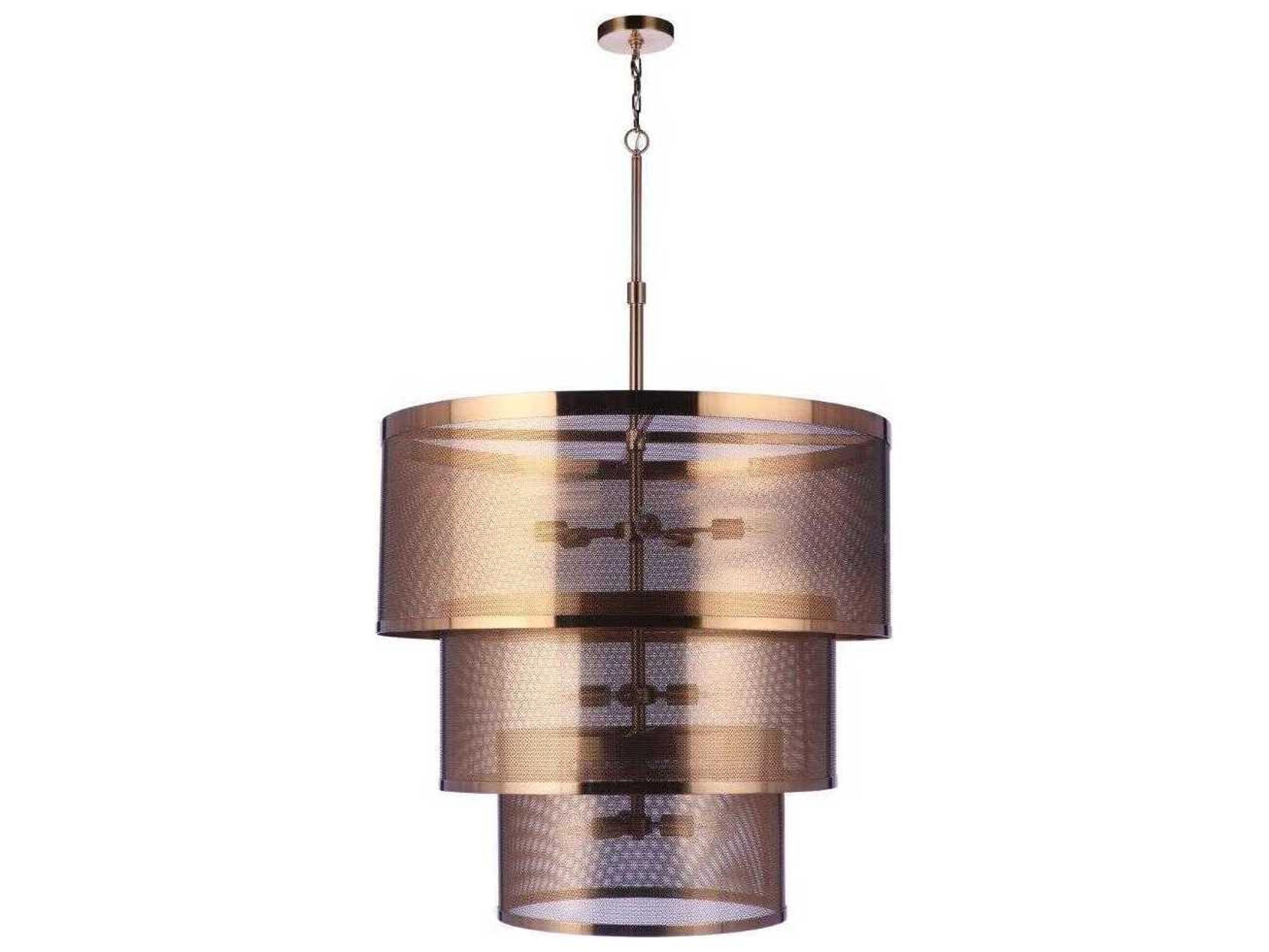 Craftmade Mesh 12-Light Satin Brass Drum Tiered Pendant