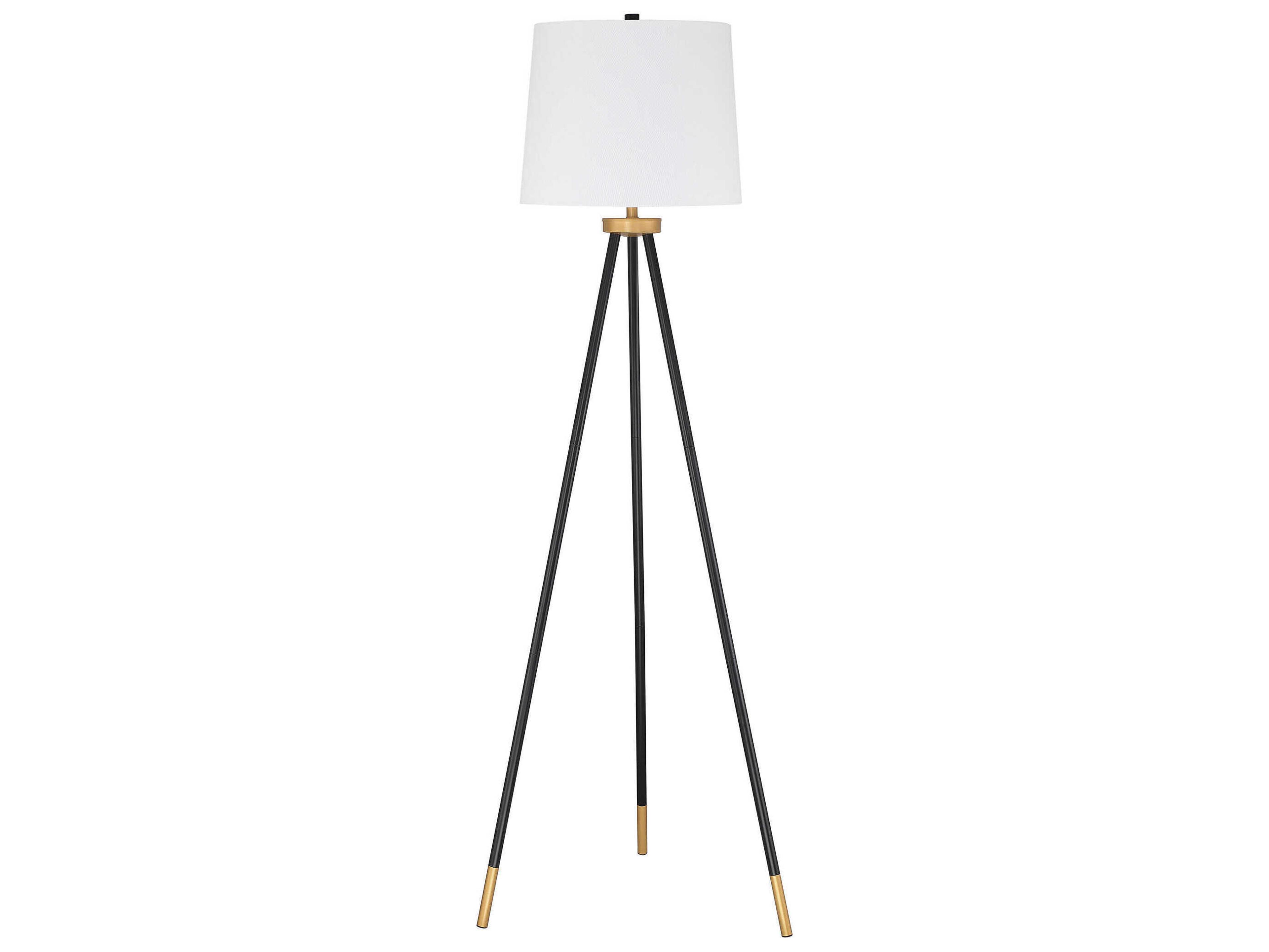 Craftmade Painted Black Gold White Fabric Floor Lamp