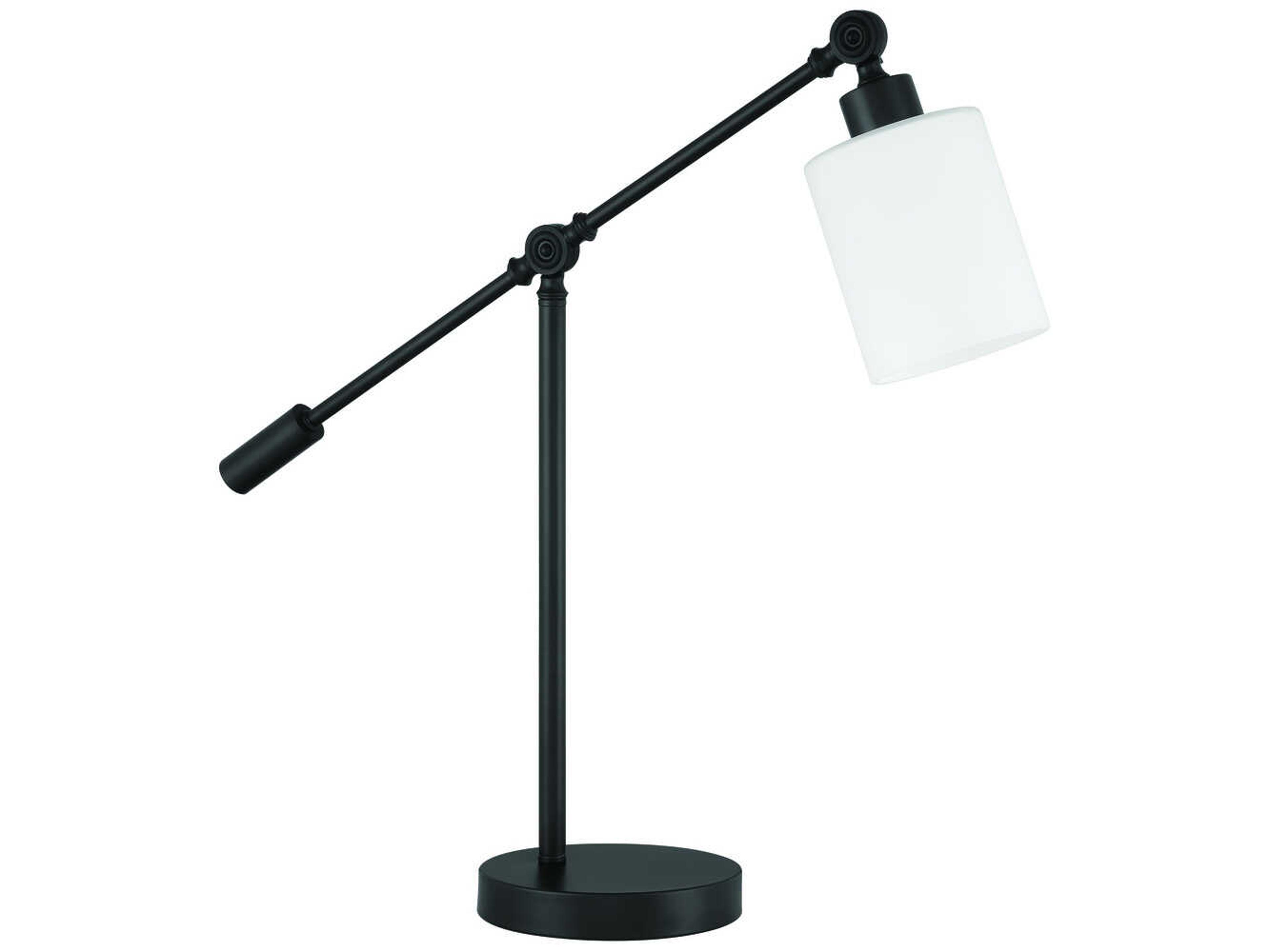 Craftmade Indiana Flat Black Frost White Glass Desk Lamp