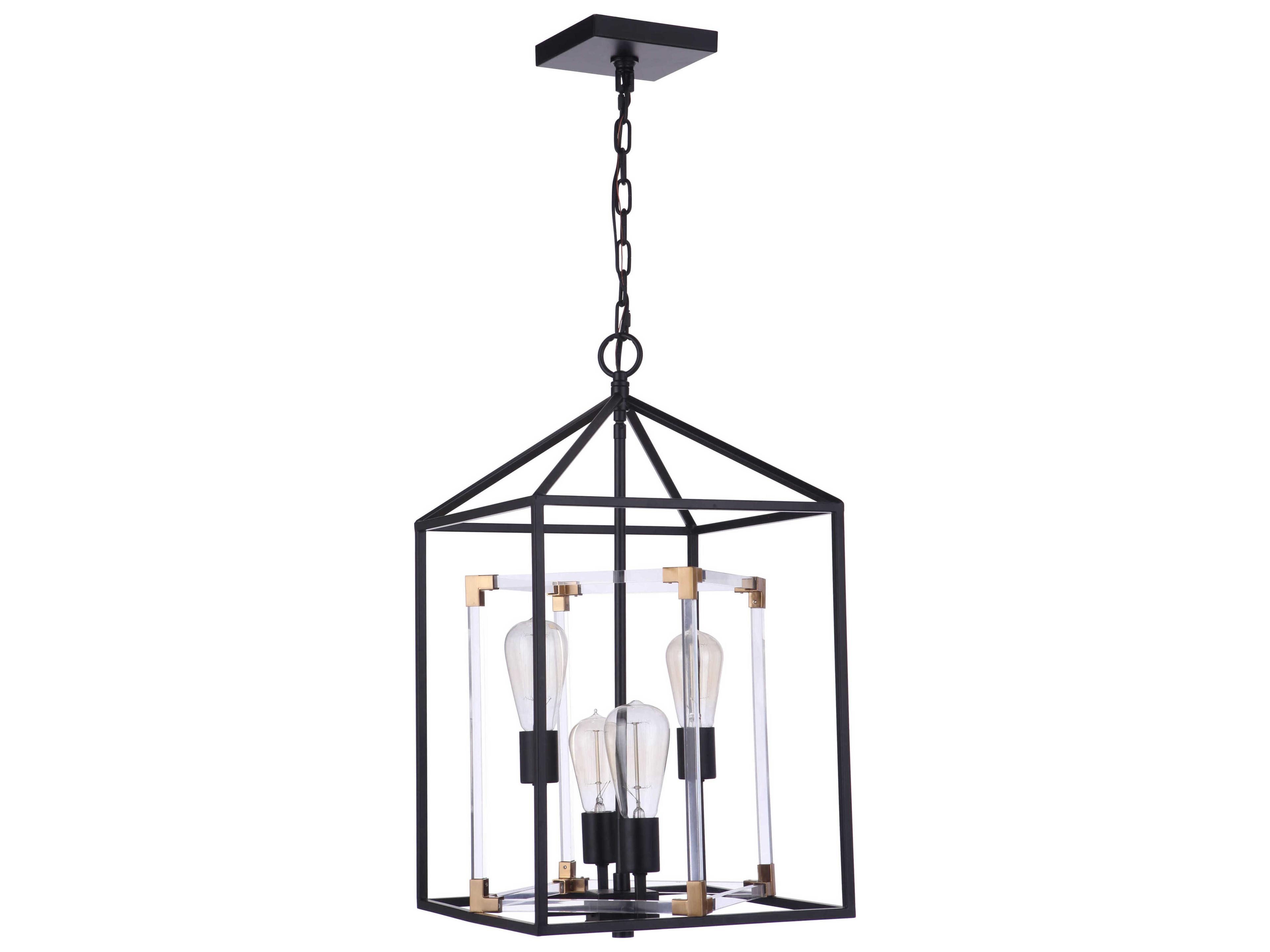 Craftmade Aaron 4-Light Flat Black Satin Brass Geometric Pendant