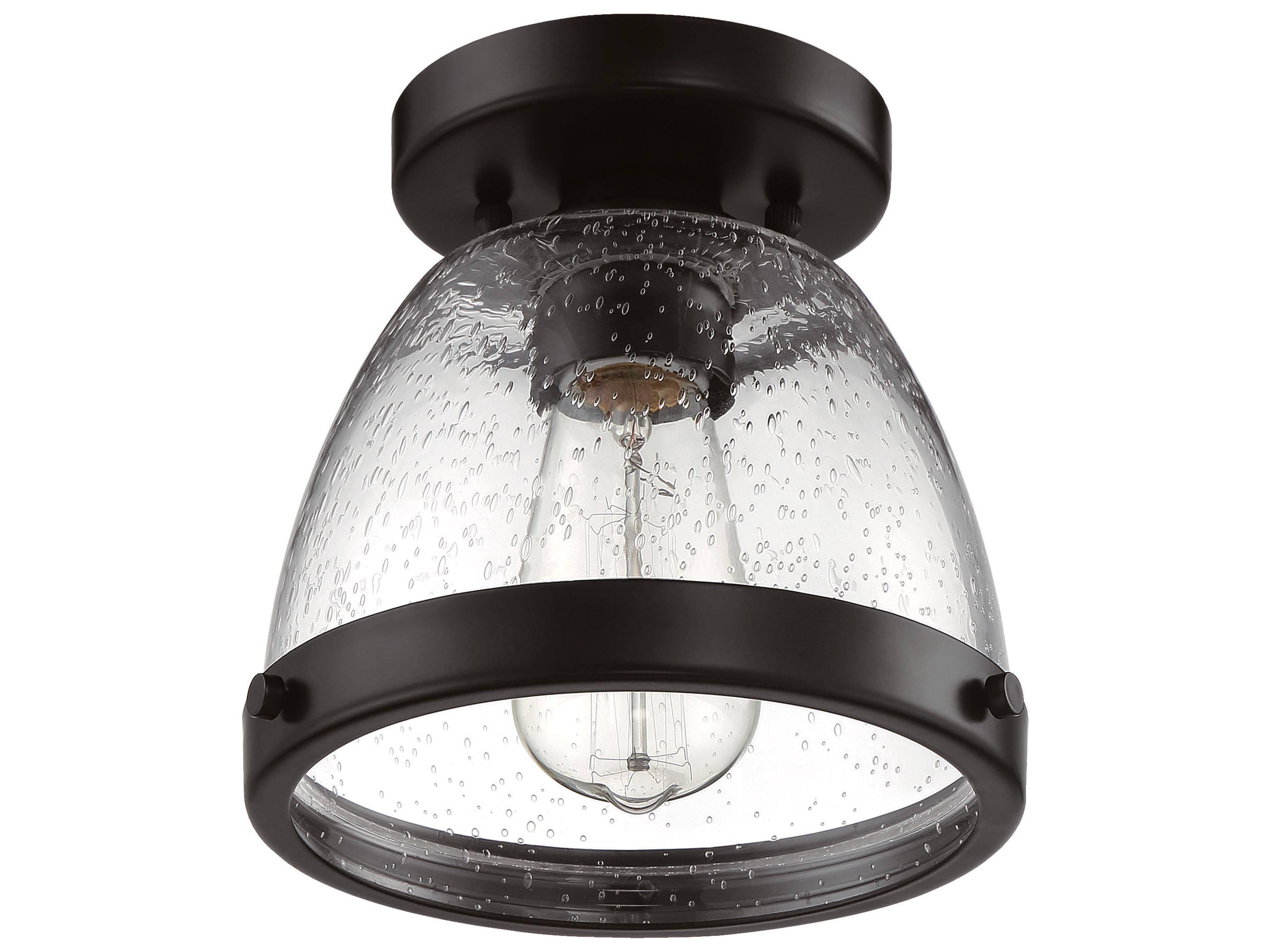 Craftmade Lodie 1-Light Flat Black Glass Bell Flush Mount