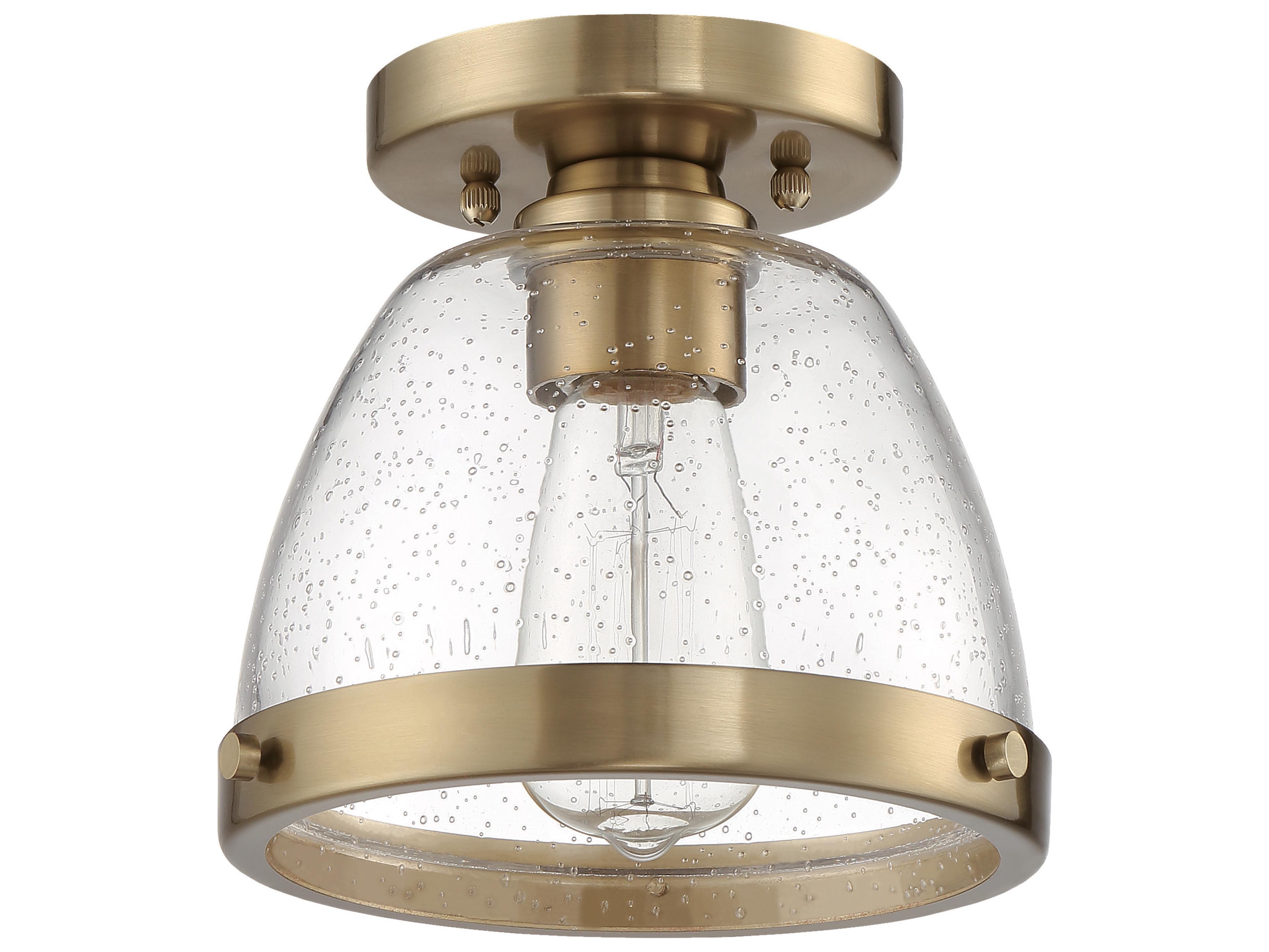 Craftmade Lodie 1-Light Satin Brass Glass Bell Flush Mount