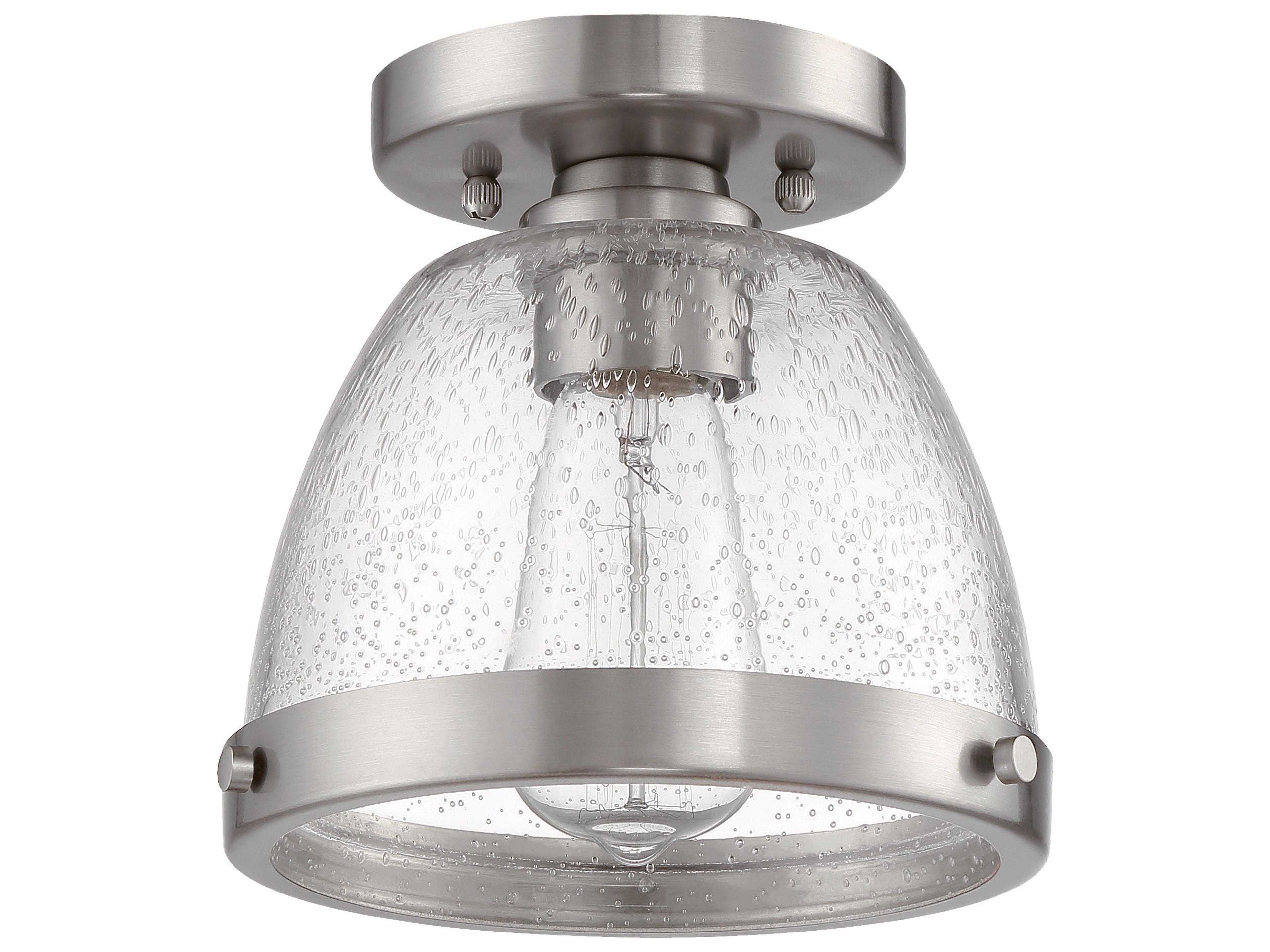 Craftmade Lodie 1-Light Brushed Polished Nickel Glass Bell Flush Mount