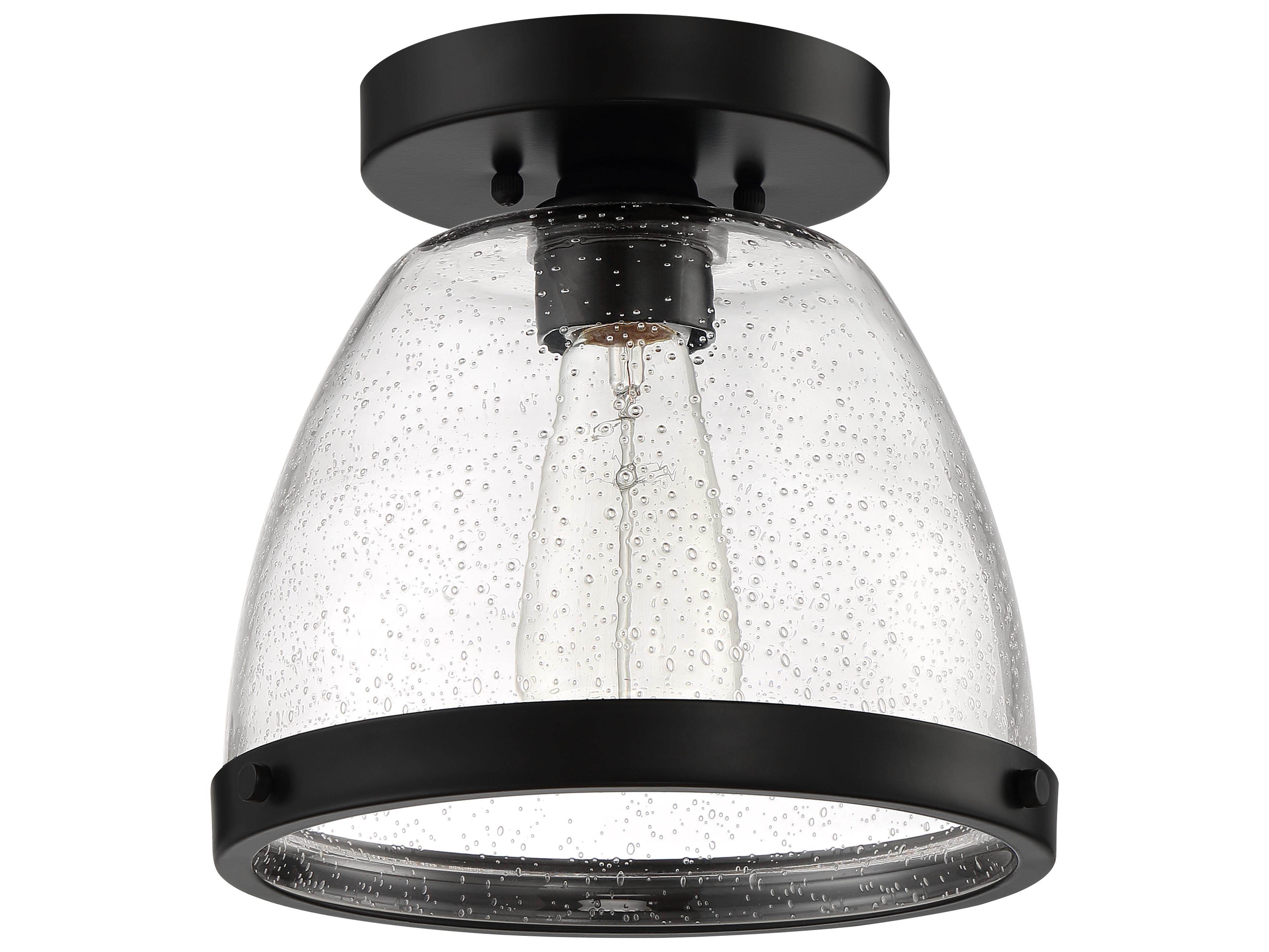 Craftmade Lodie 1-Light Flat Black Glass Bell Flush Mount