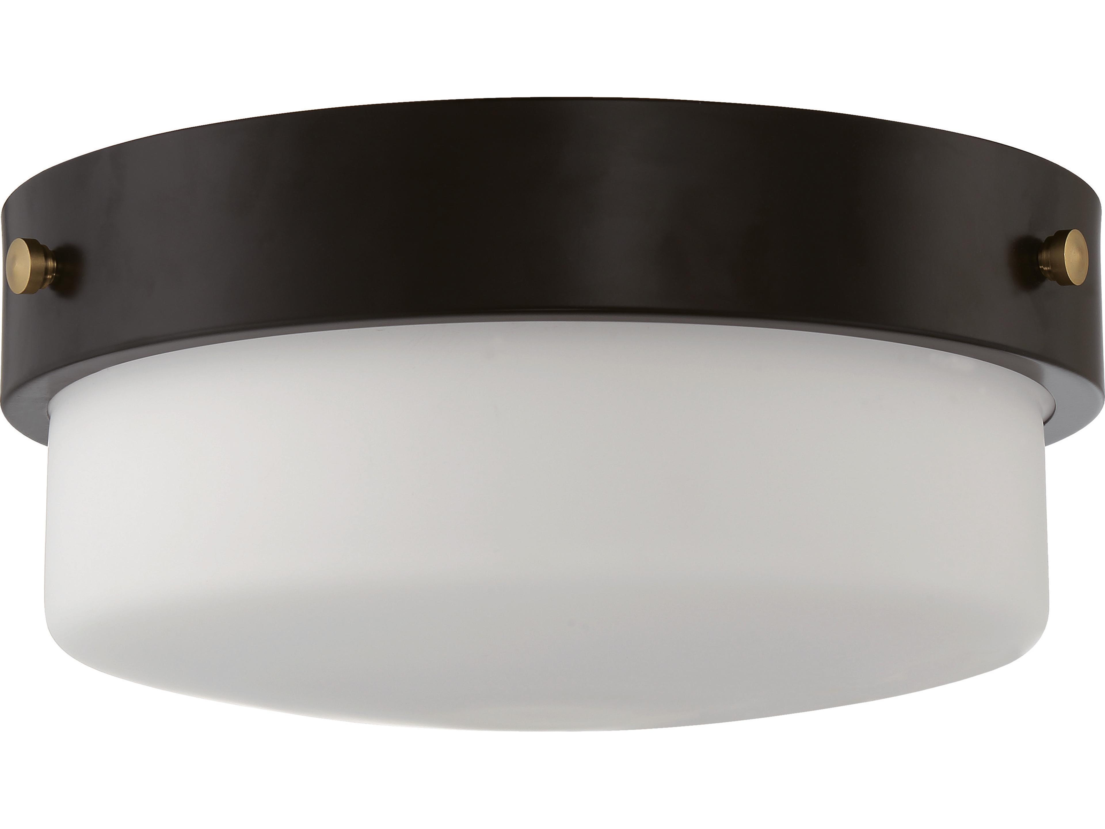 Craftmade Oak Street 2-Light Flat Black Glass Round Flush Mount