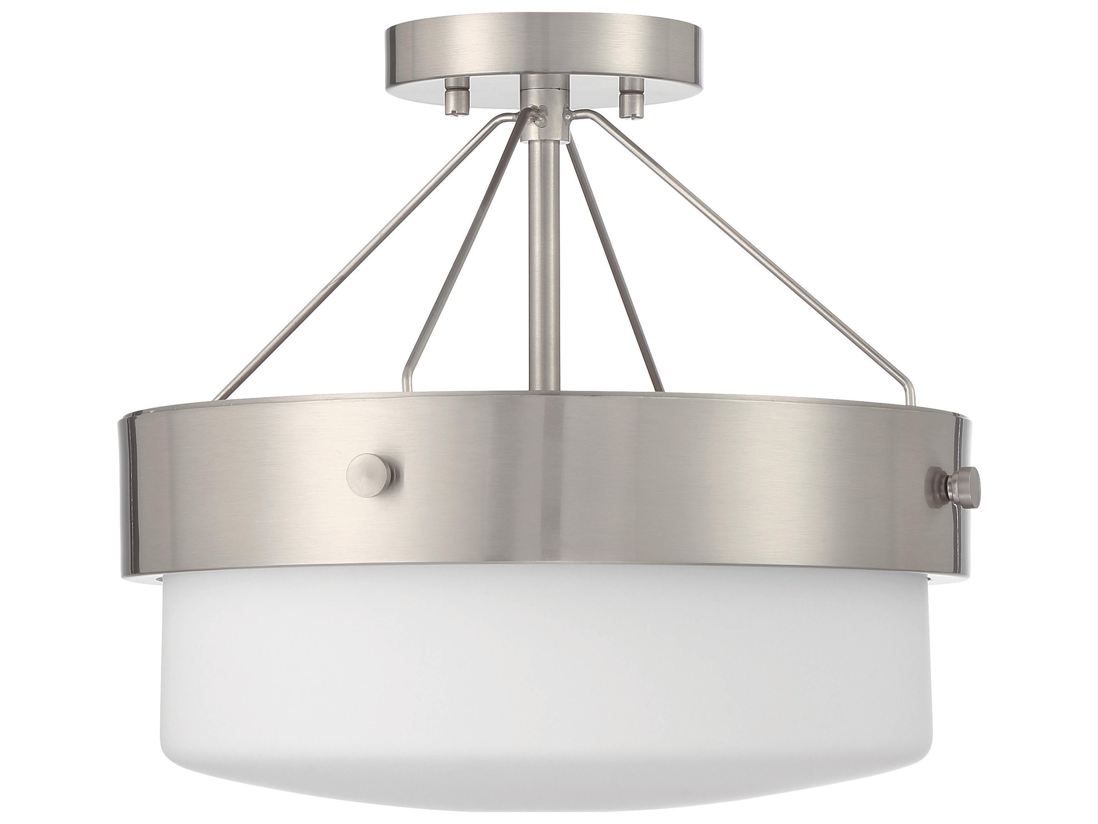 Craftmade Oak Street 2-Light Brushed Polished Nickel Whiskey Barrel Round Semi Flush Mount