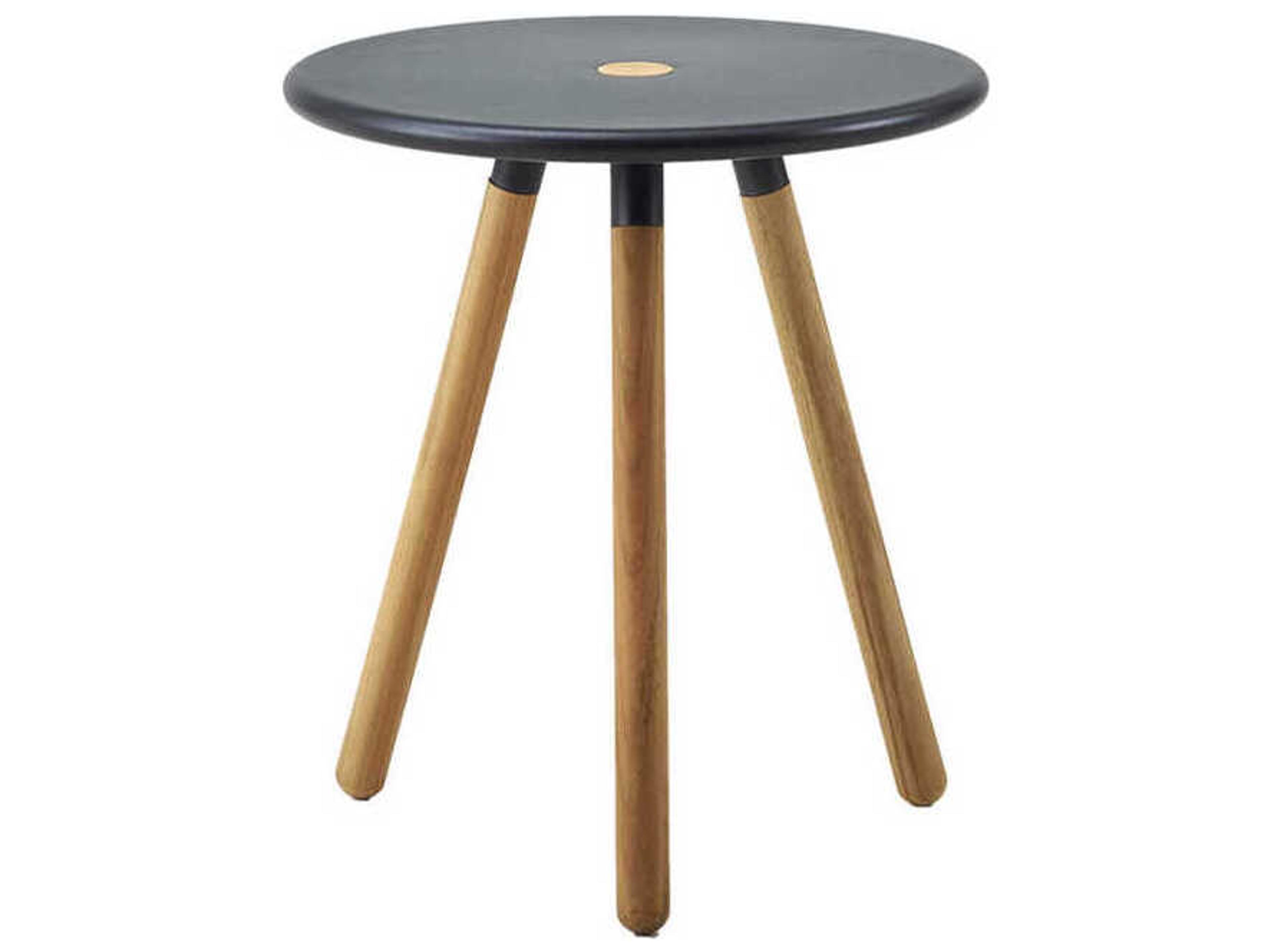 Cane Line Area Round Metal Teak Lava Grey End Table
