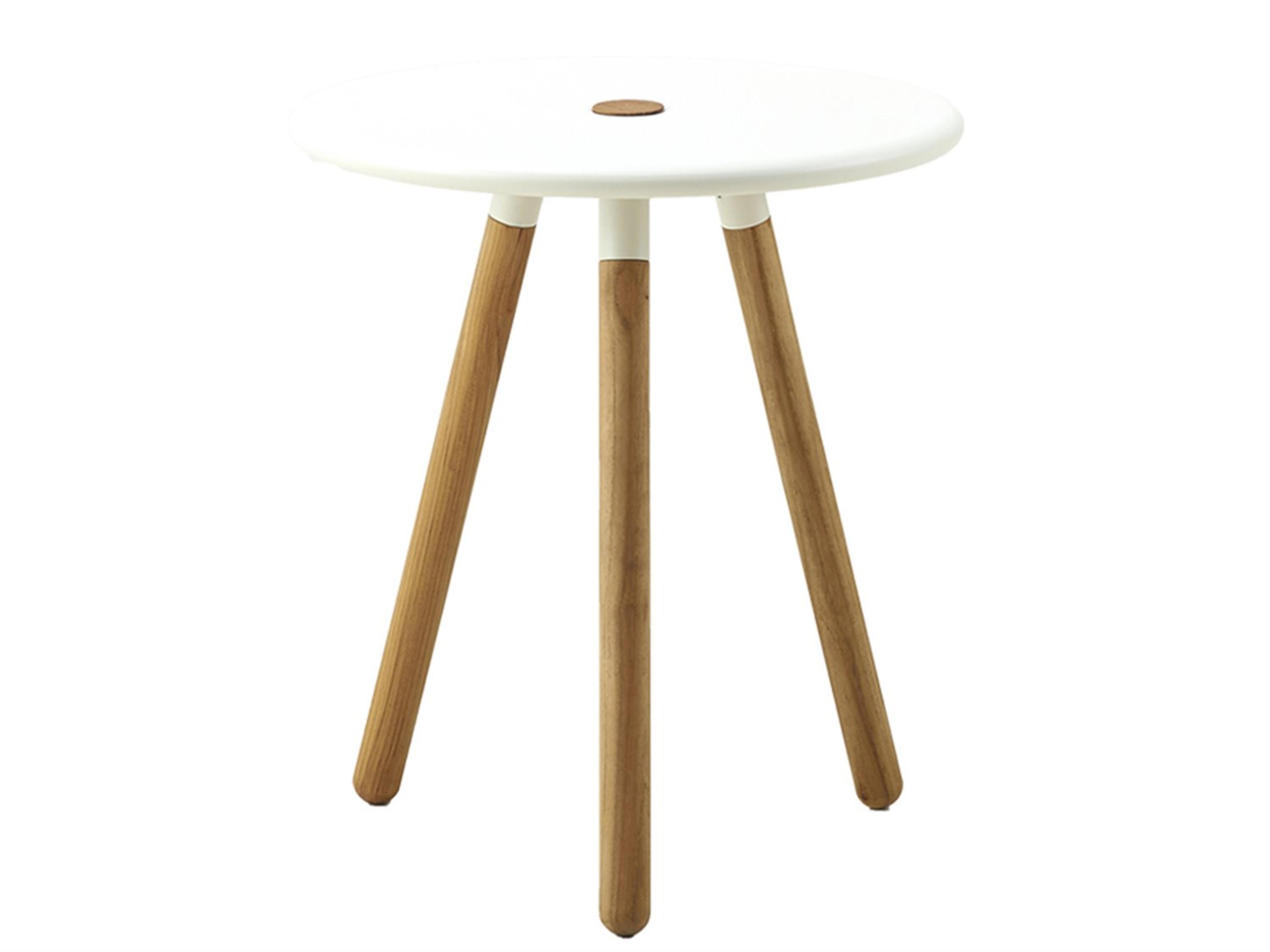 Cane Line Area Round Metal Teak White End Table
