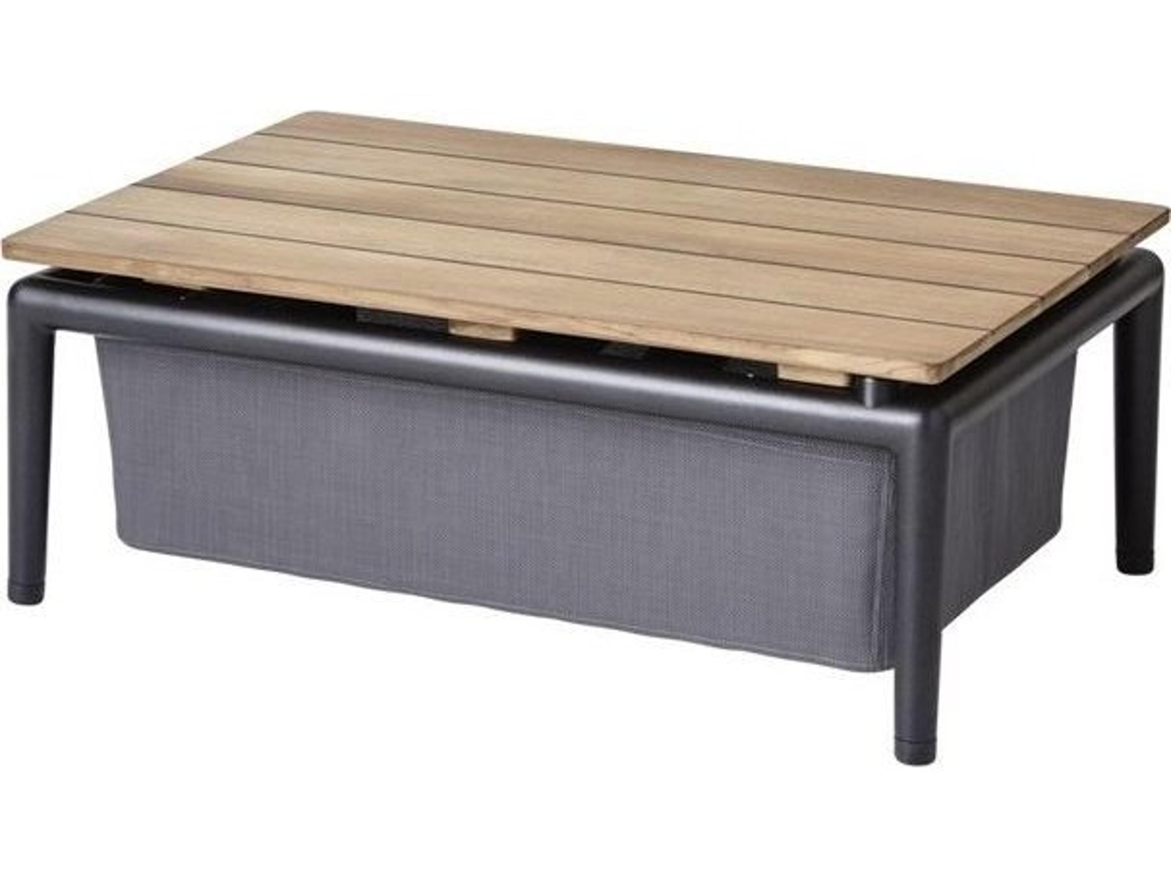Cane Line Outdoor Conic Aluminum Teak Rectangular Box End Table