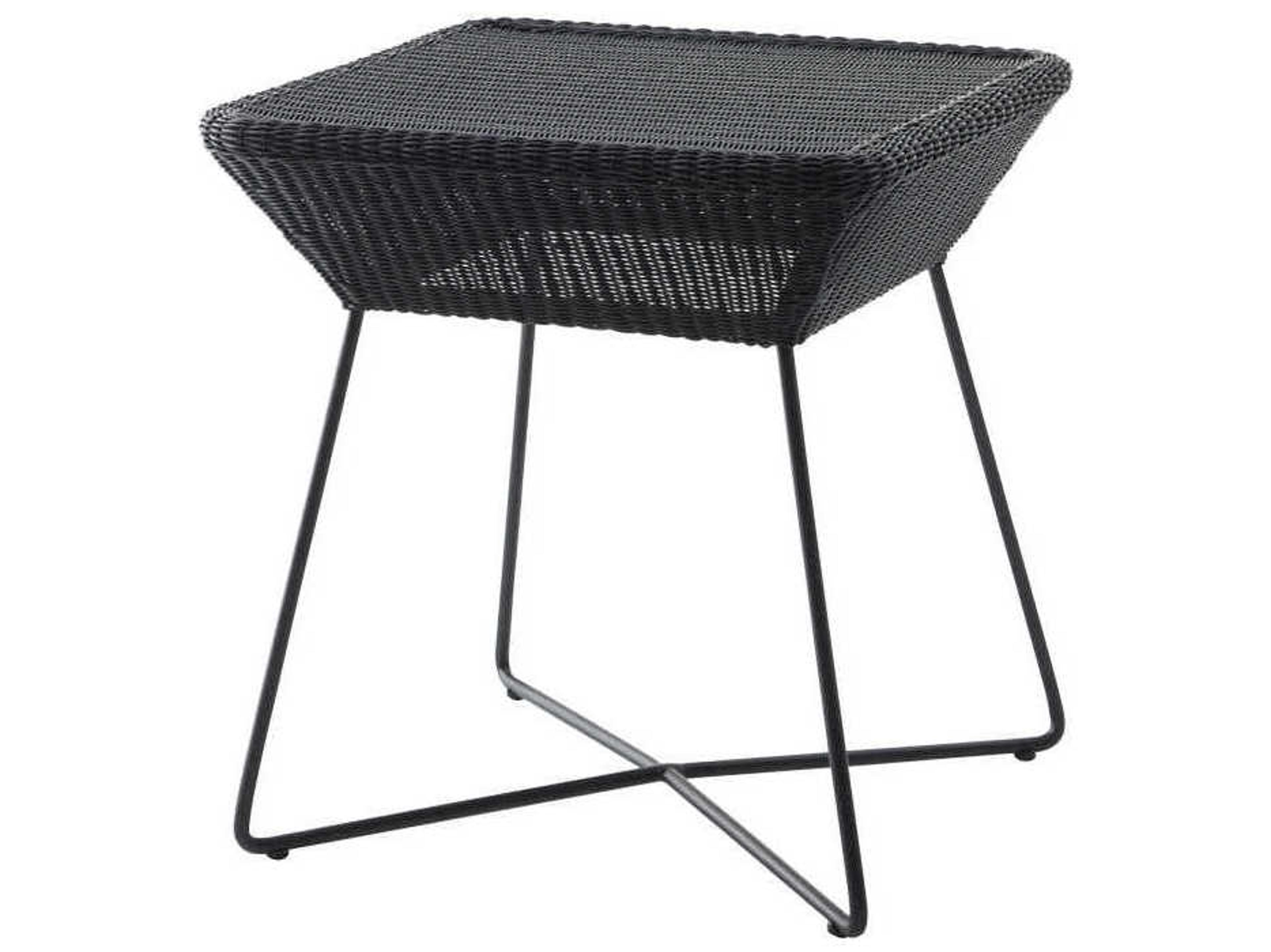 Cane Line Outdoor Breeze Black Aluminum Wicker Square End Table