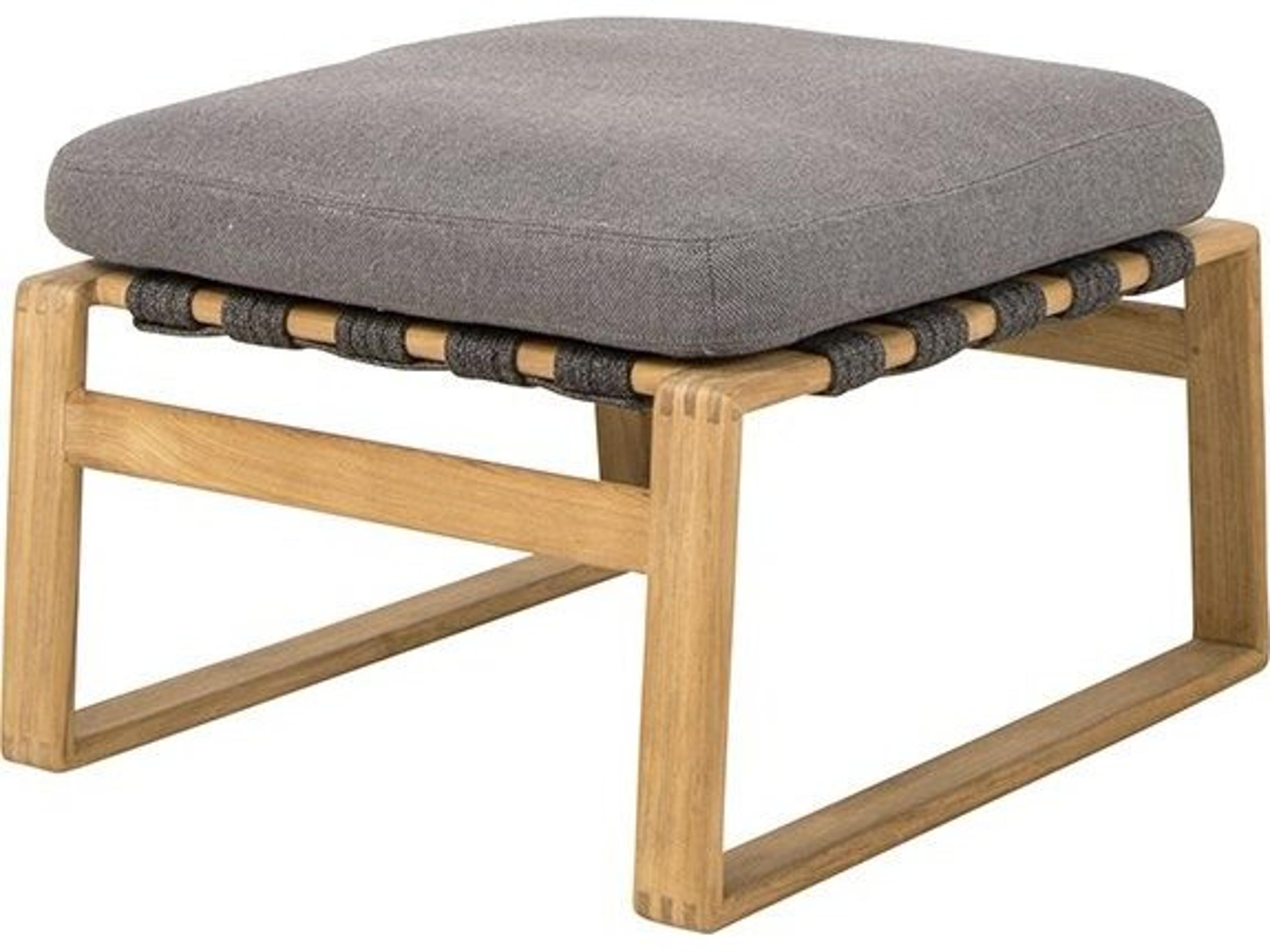 Cane Line Outdoor Endless Dark Grey Teak Soft Rope Ottoman in Grey