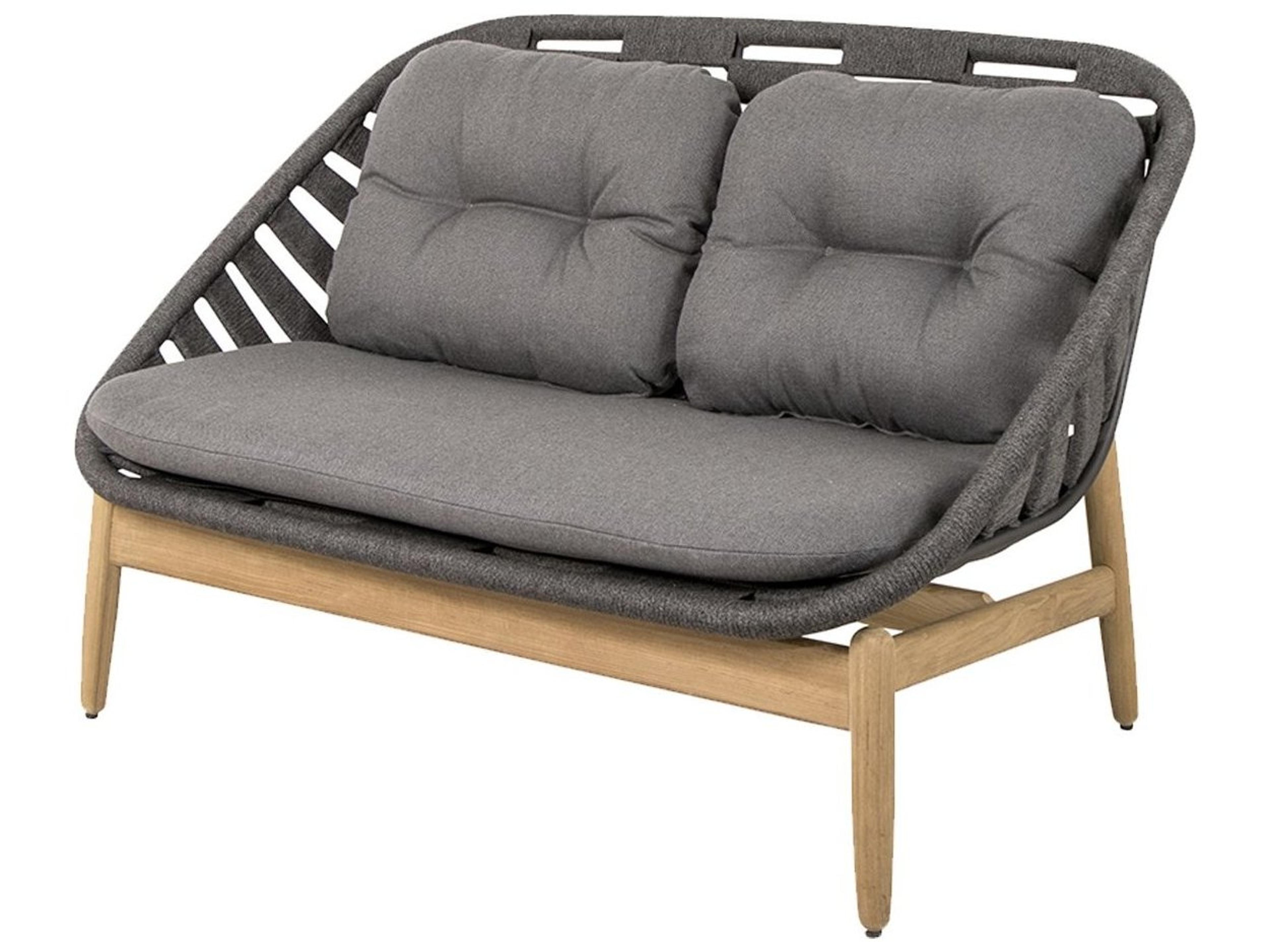 Cane Line Outdoor Strington Dark Grey Teak Soft Rope Loveseat