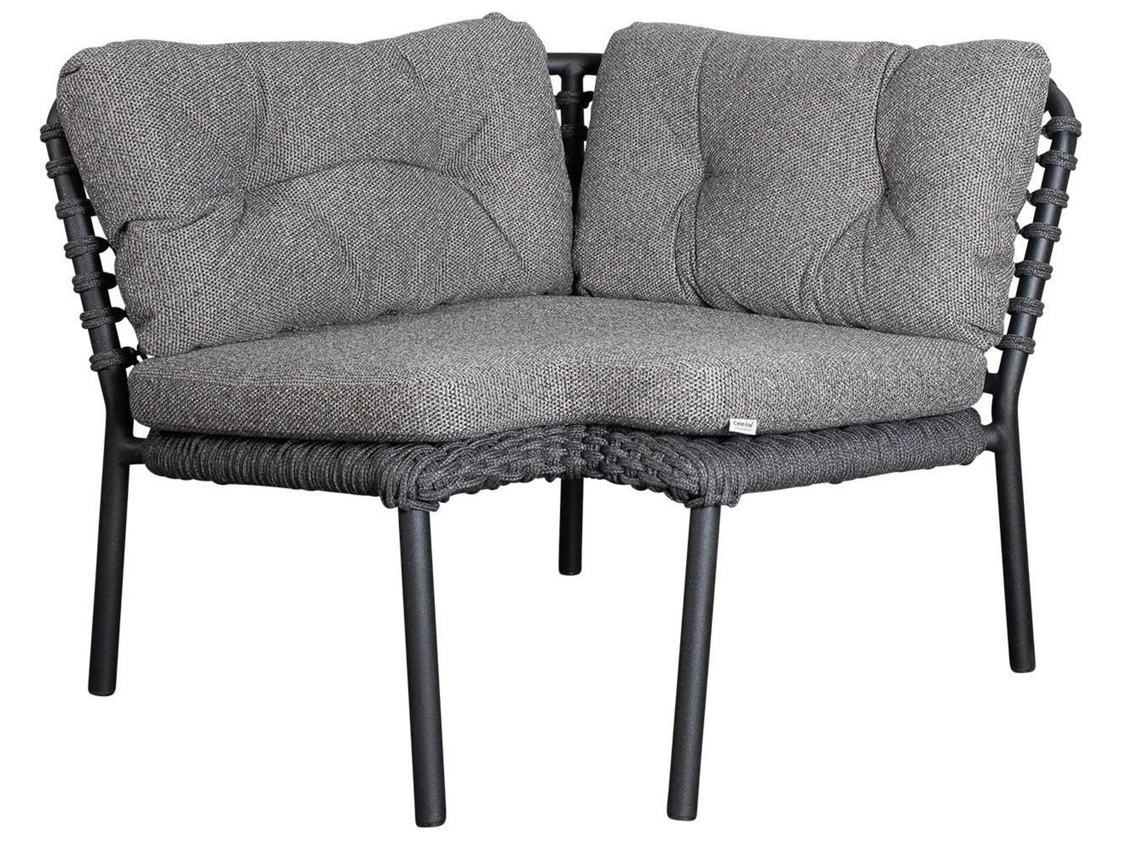 Cane Line Outdoor Ocean Dark Grey Soft Rope Aluminum Corner Lounge Chair