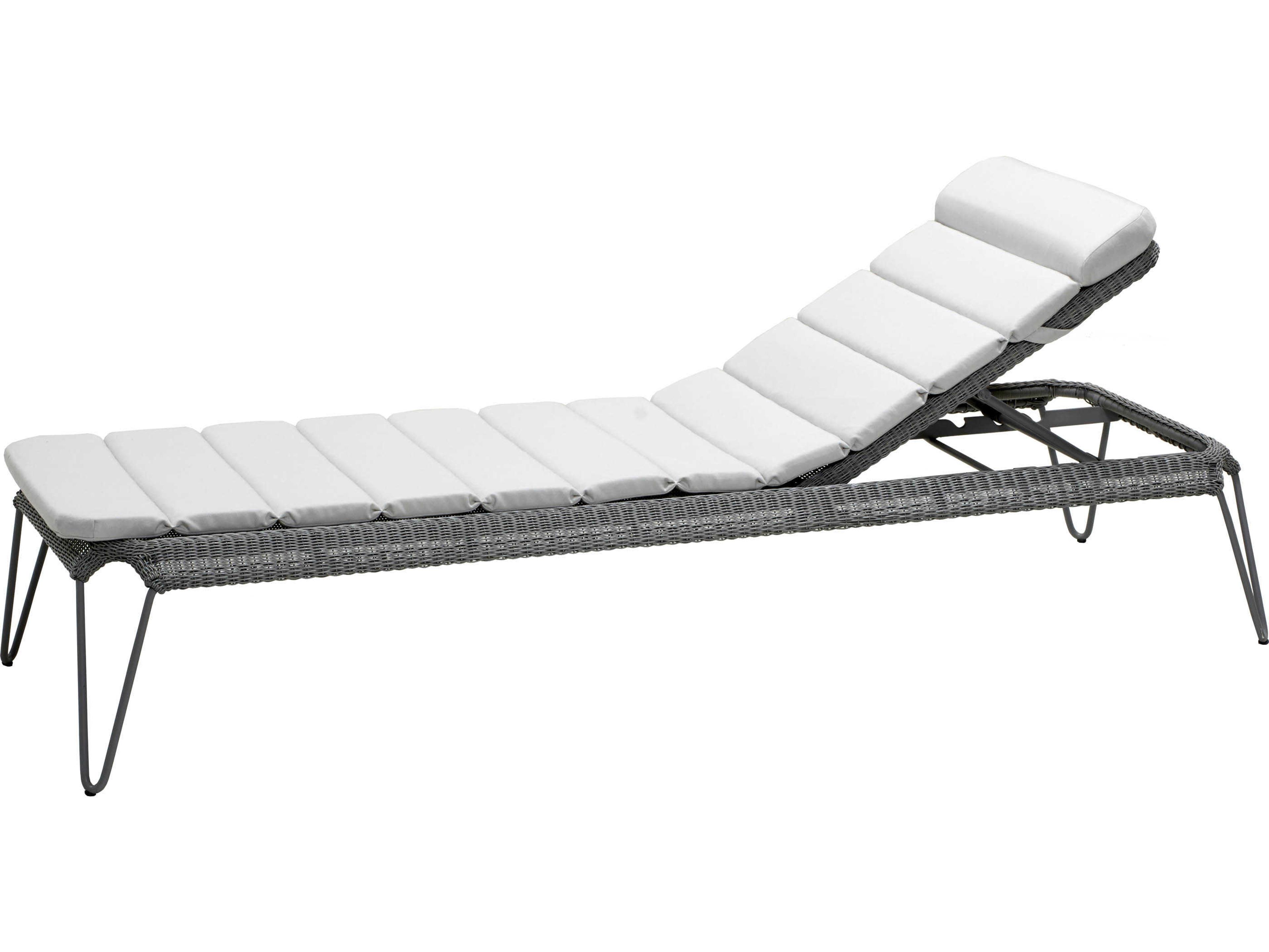 Cane Line Outdoor Breeze Light Grey Wicker Steel Stackable Chaise Lounge