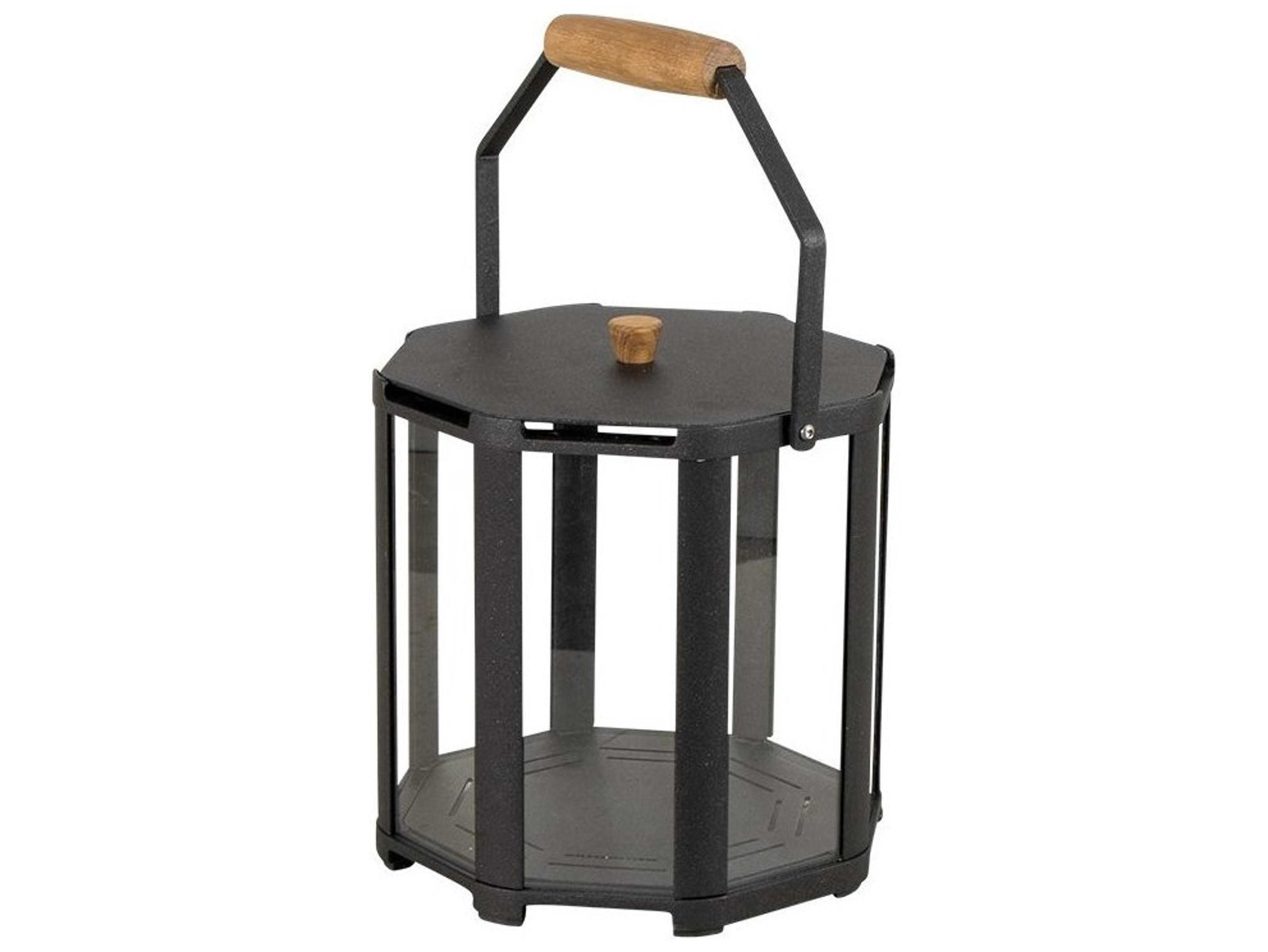 Cane Line Outdoor Lightlux Lava Grey Aluminum Extra Small Lantern with Teak Handle