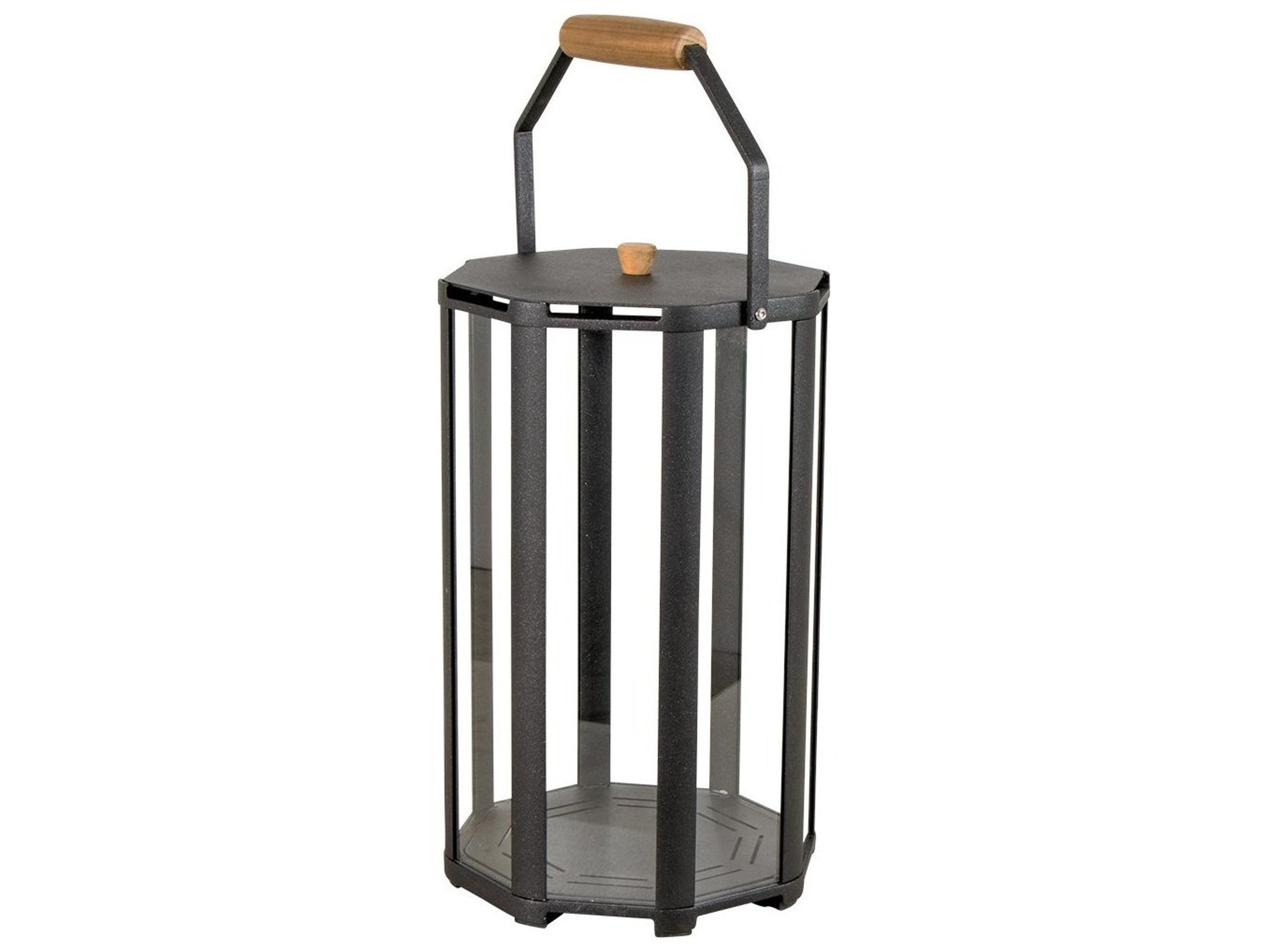 Cane Line Outdoor Lightlux Lava Grey Aluminum Small Lantern with Teak Handle
