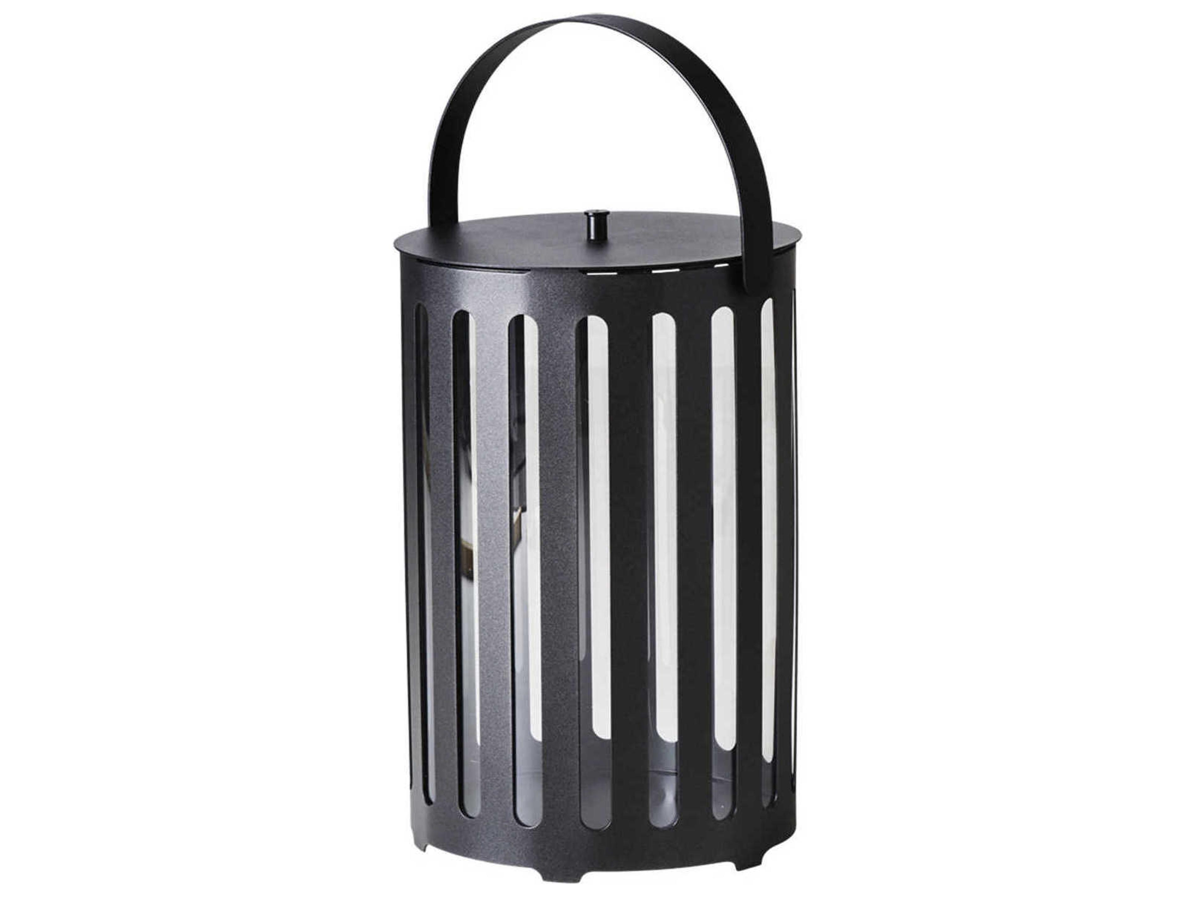 Cane Line Outdoor Light Tube Lava Grey Aluminum Large Round Lantern