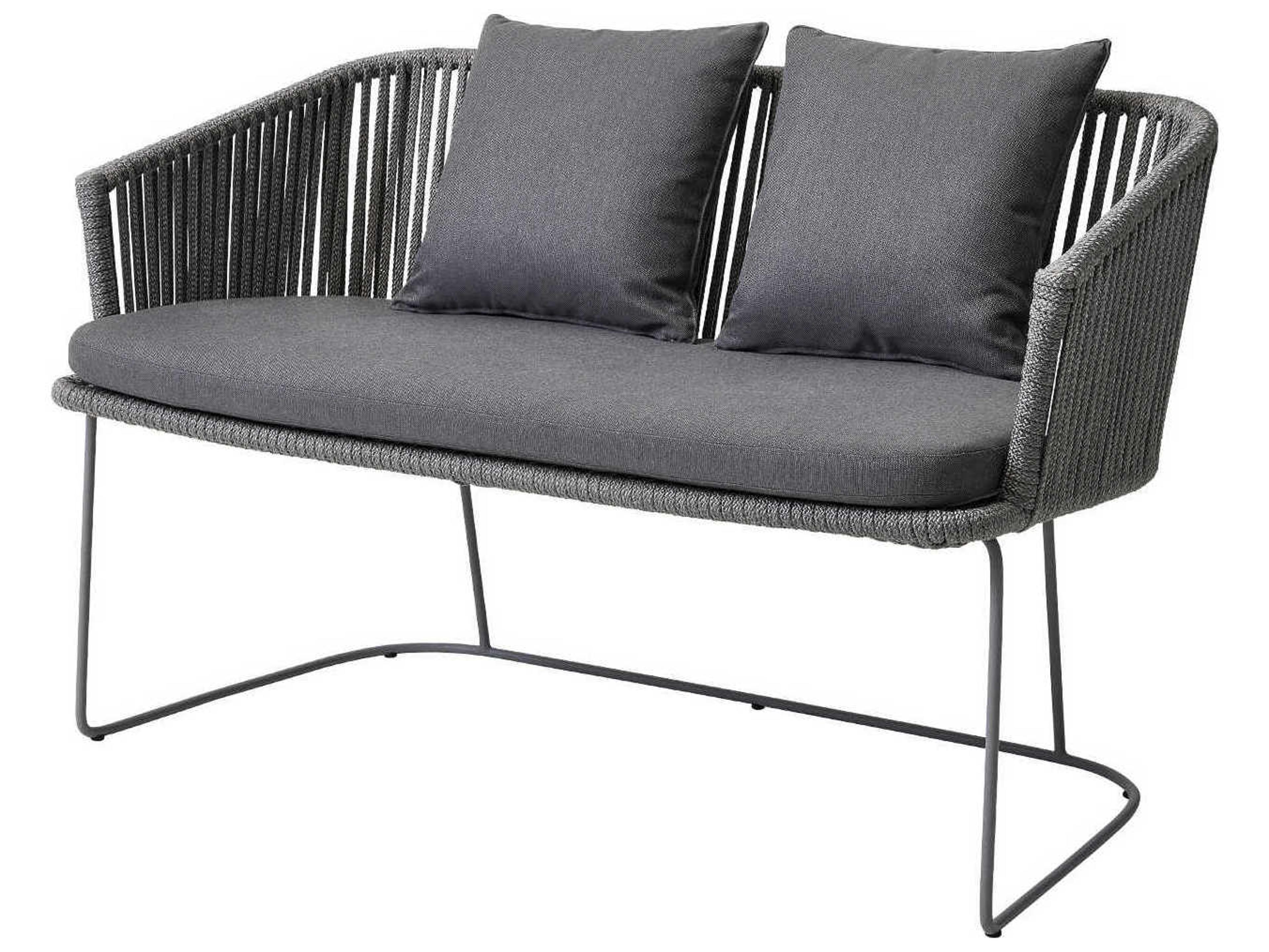 Cane Line Outdoor Moments Grey Soft Rope Aluminum Strap Bench