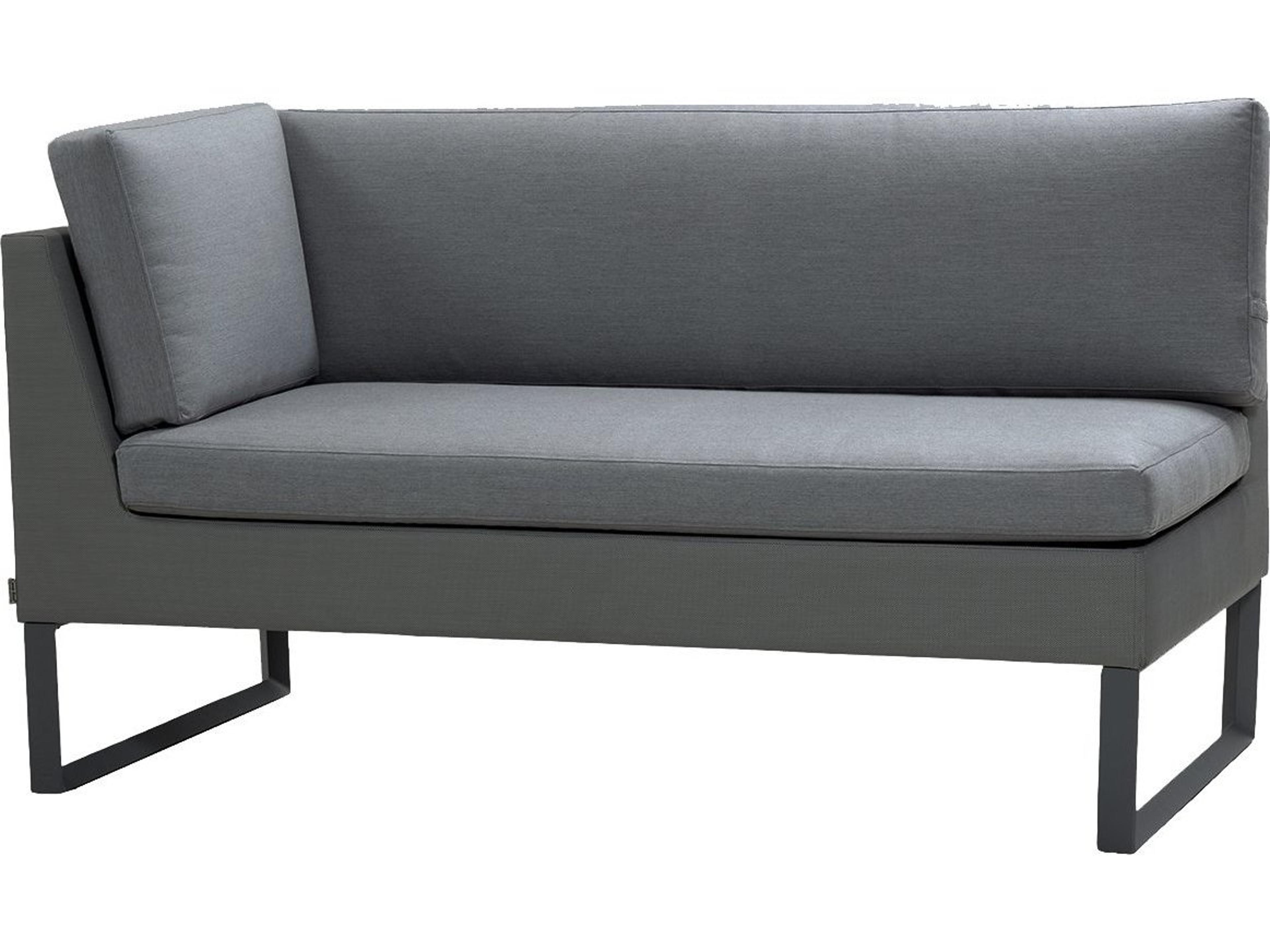 Flex Grey Cane Line Tex Aluminum Right Arm Loveseat in Grey