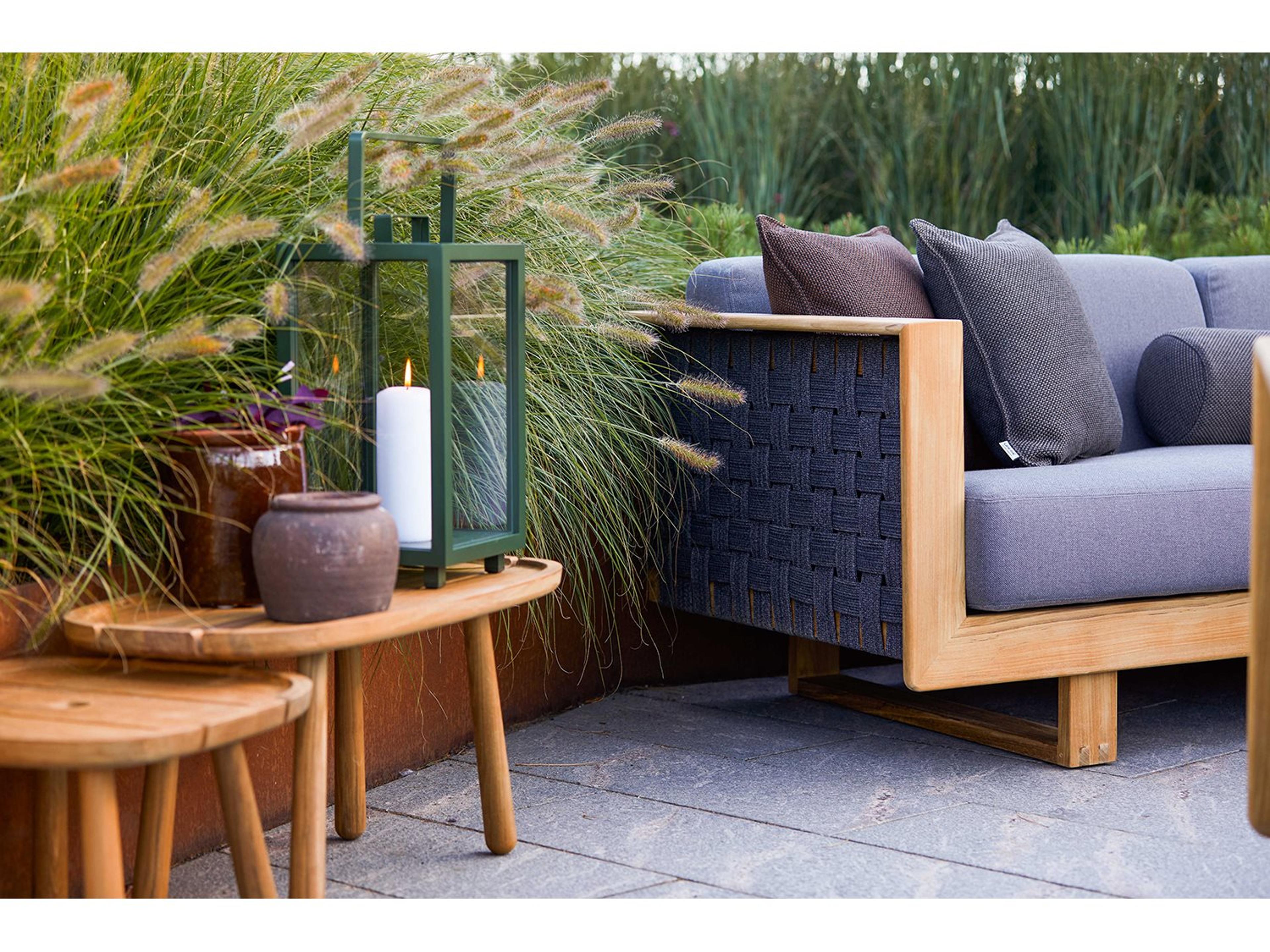 Cane Line Outdoor Angle Teak Soft Rope Dark Grey Lounge Set in Grey