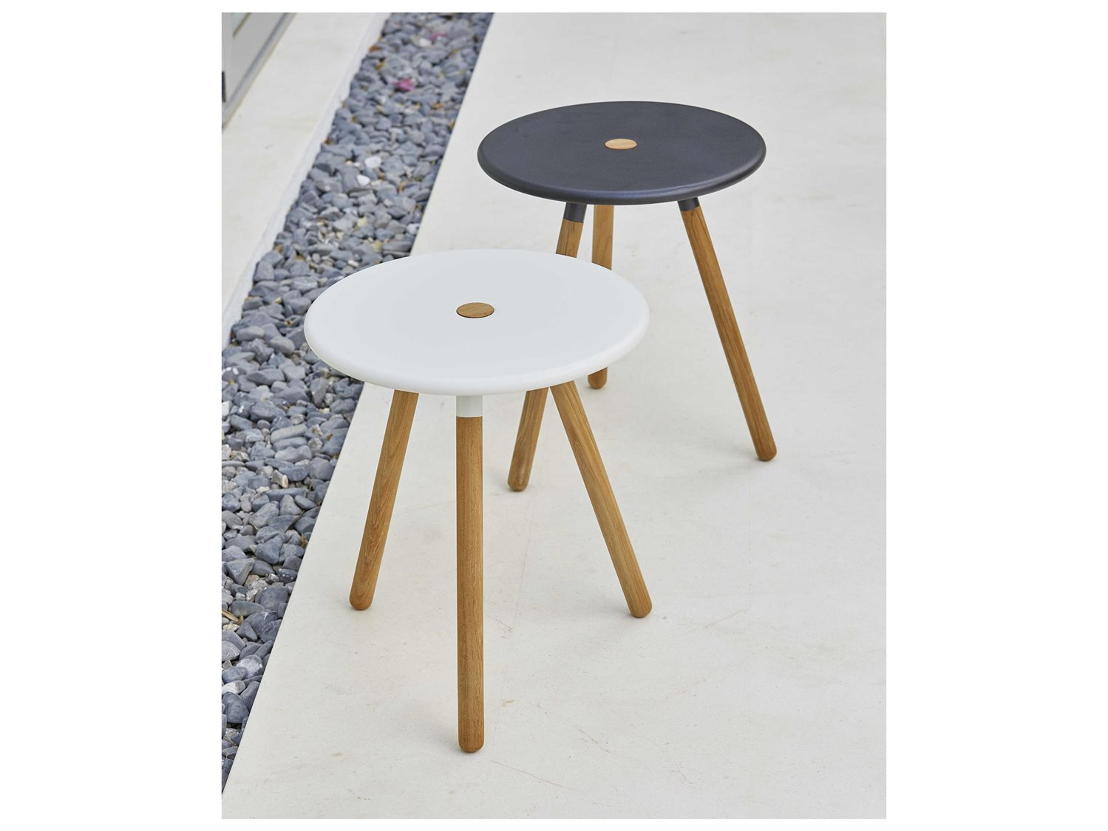 Cane Line Outdoor Area Aluminum Teak End Table/Stool Set