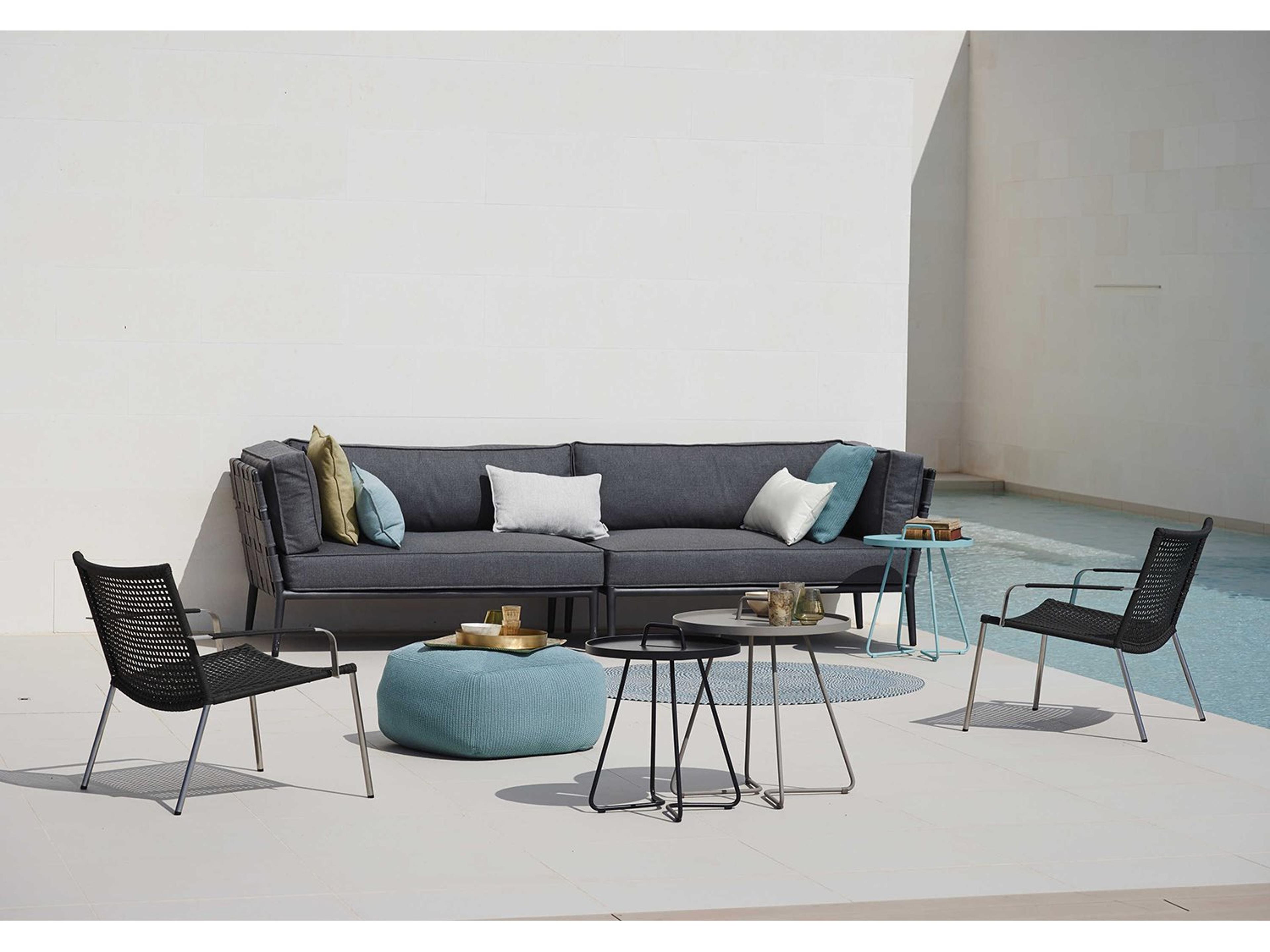 Cane Line Outdoor Conic Aluminum Cushion Sectional Lounge Set