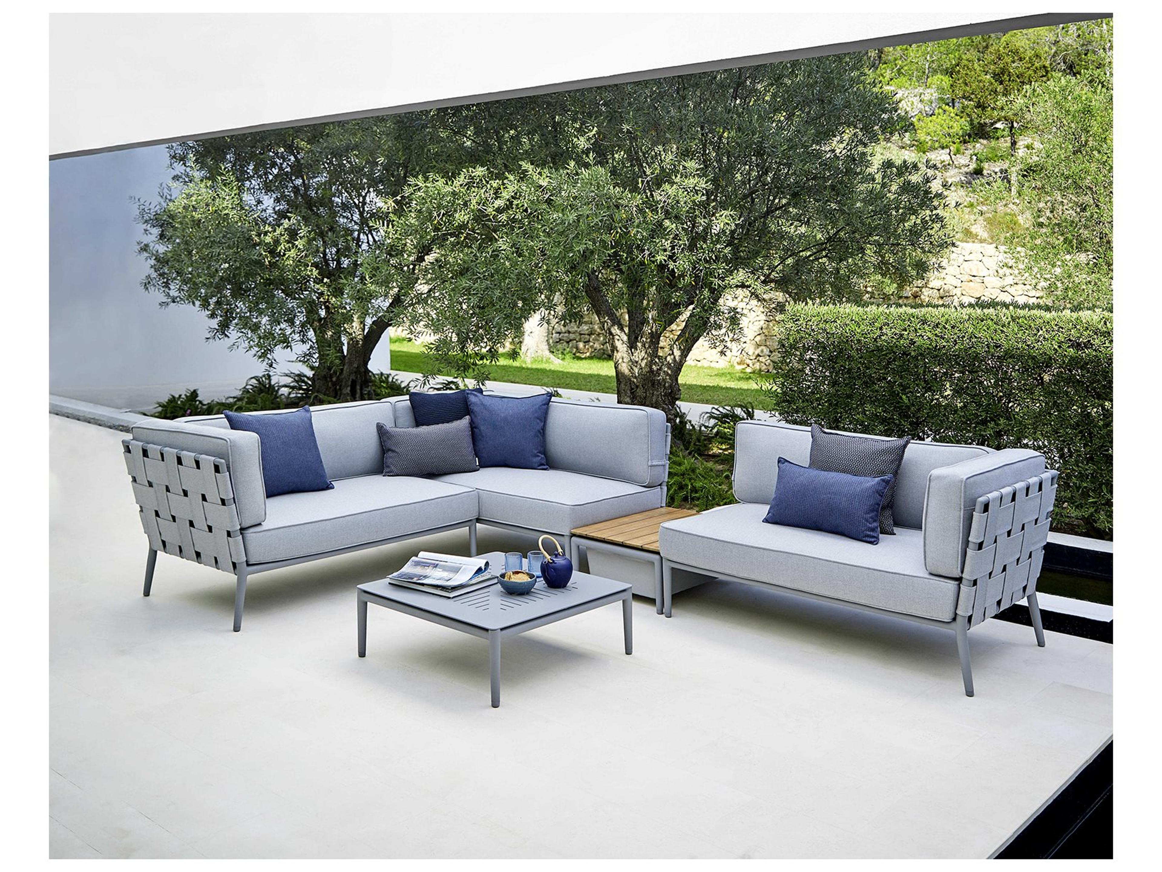 Cane Line Outdoor Conic Aluminum Cushion Sectional Lounge Set