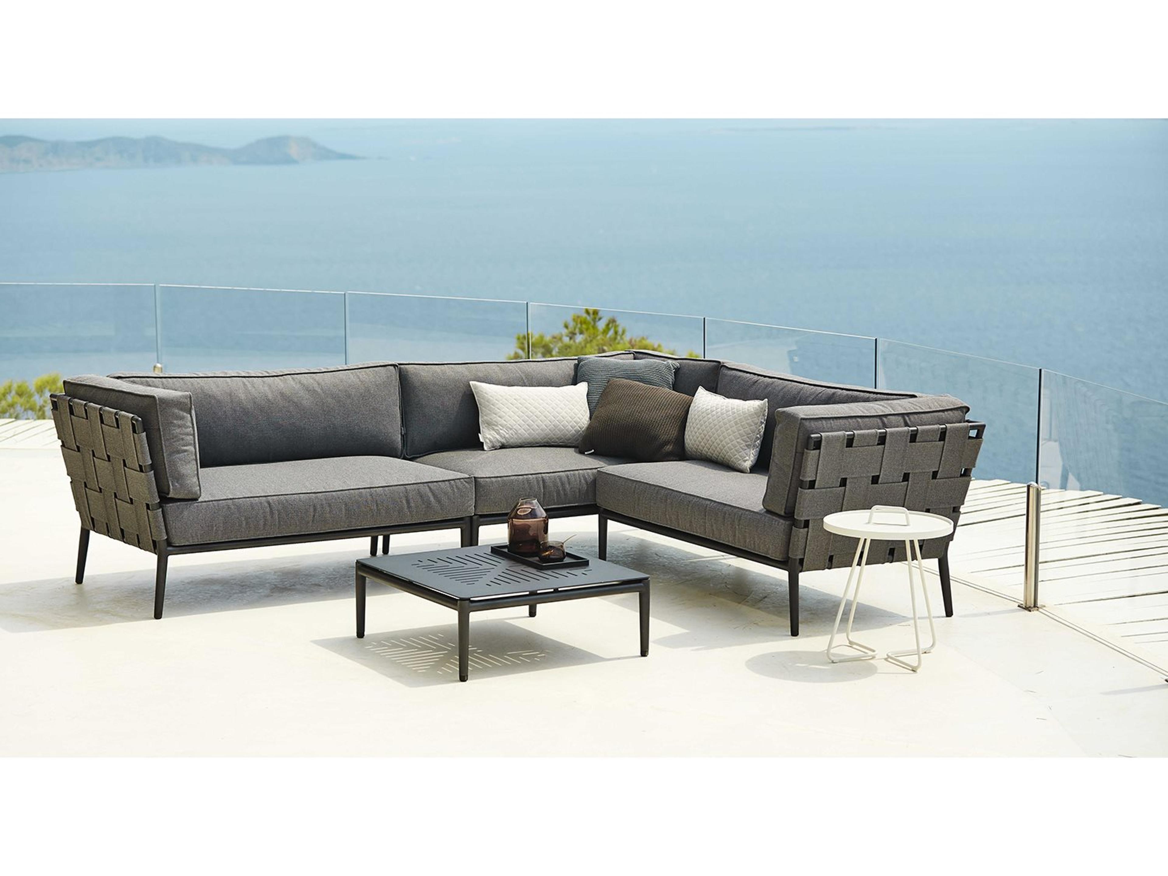 Cane Line Outdoor Conic Aluminum Cushion Sectional Lounge Set