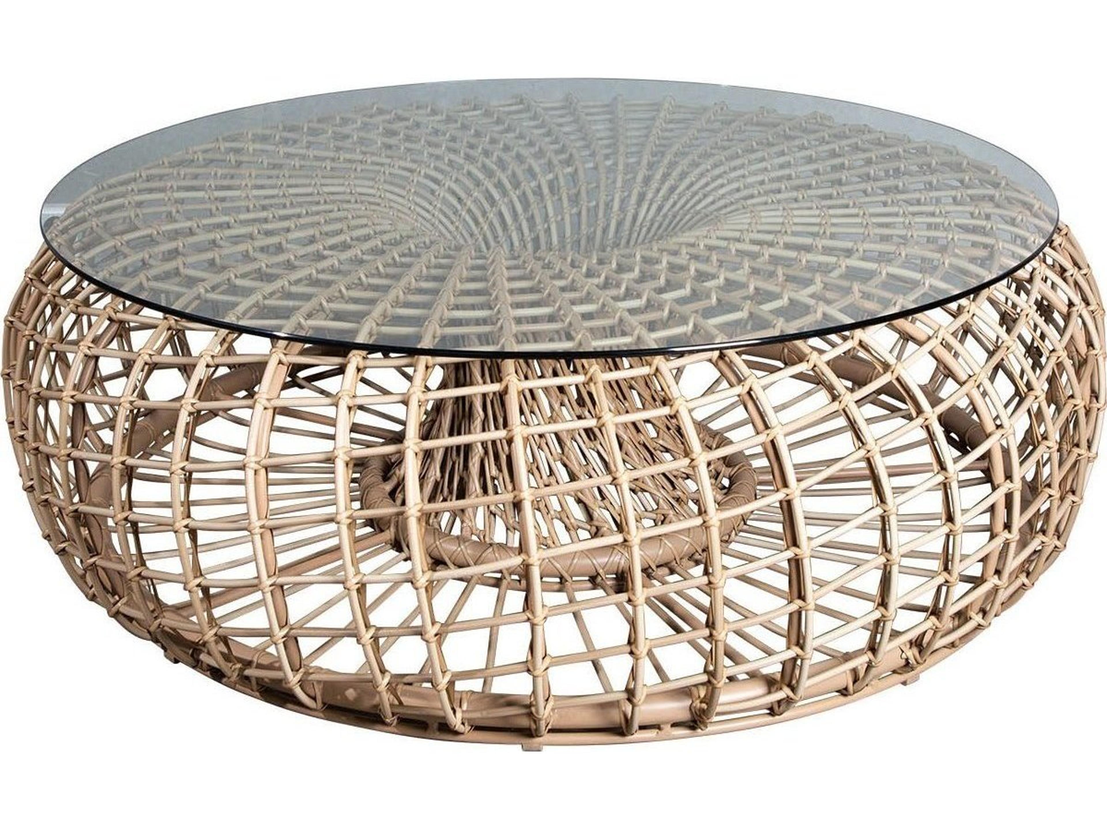 Cane Line Outdoor Nest Aluminum Wicker Large Round Coffee Table