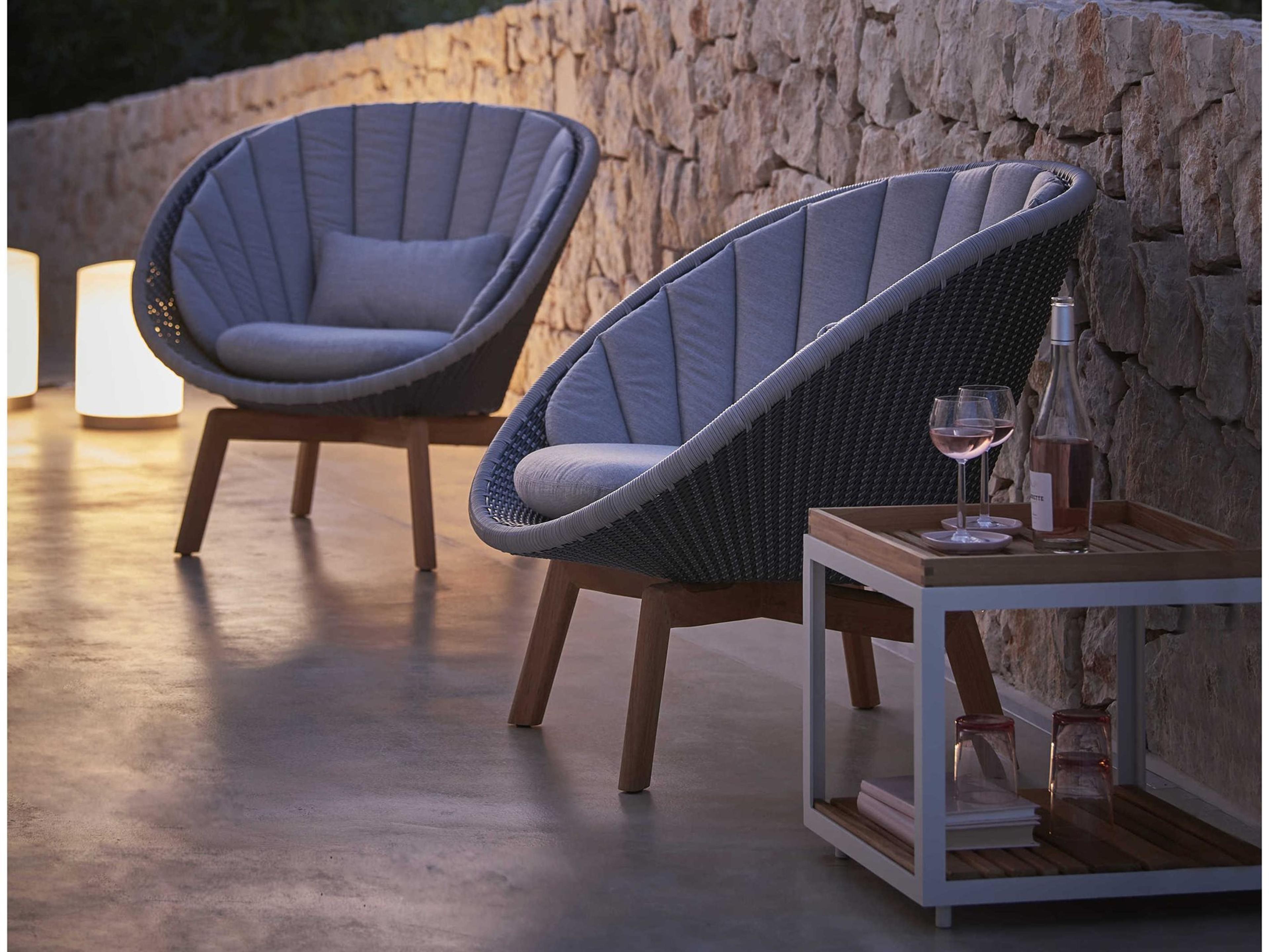 Cane Line Outdoor Peacock Teak Soft Rope Lounge Set