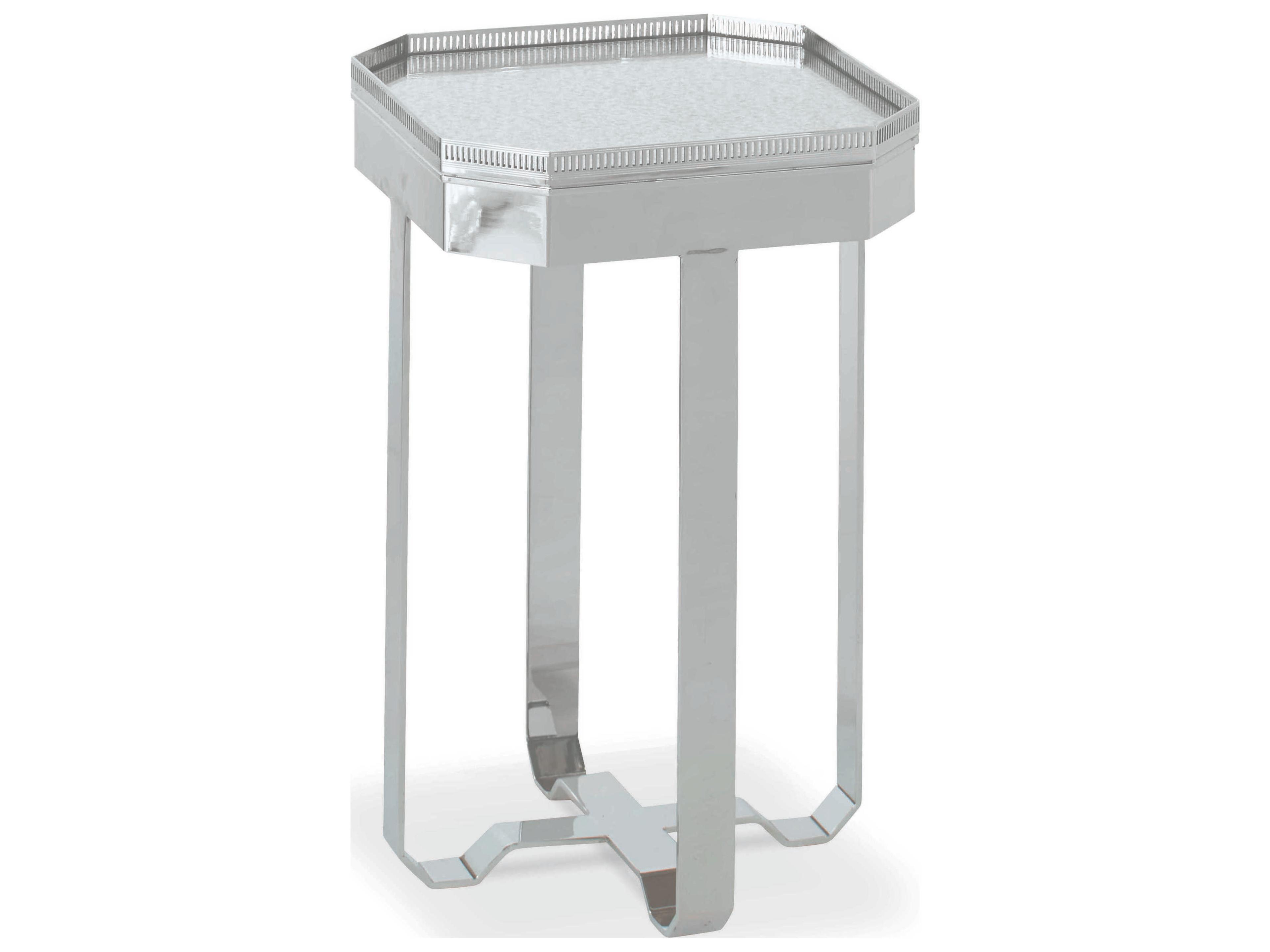 Century Furniture Thomas Obrien Octagon Antique Mirror Polished Nickel End Table