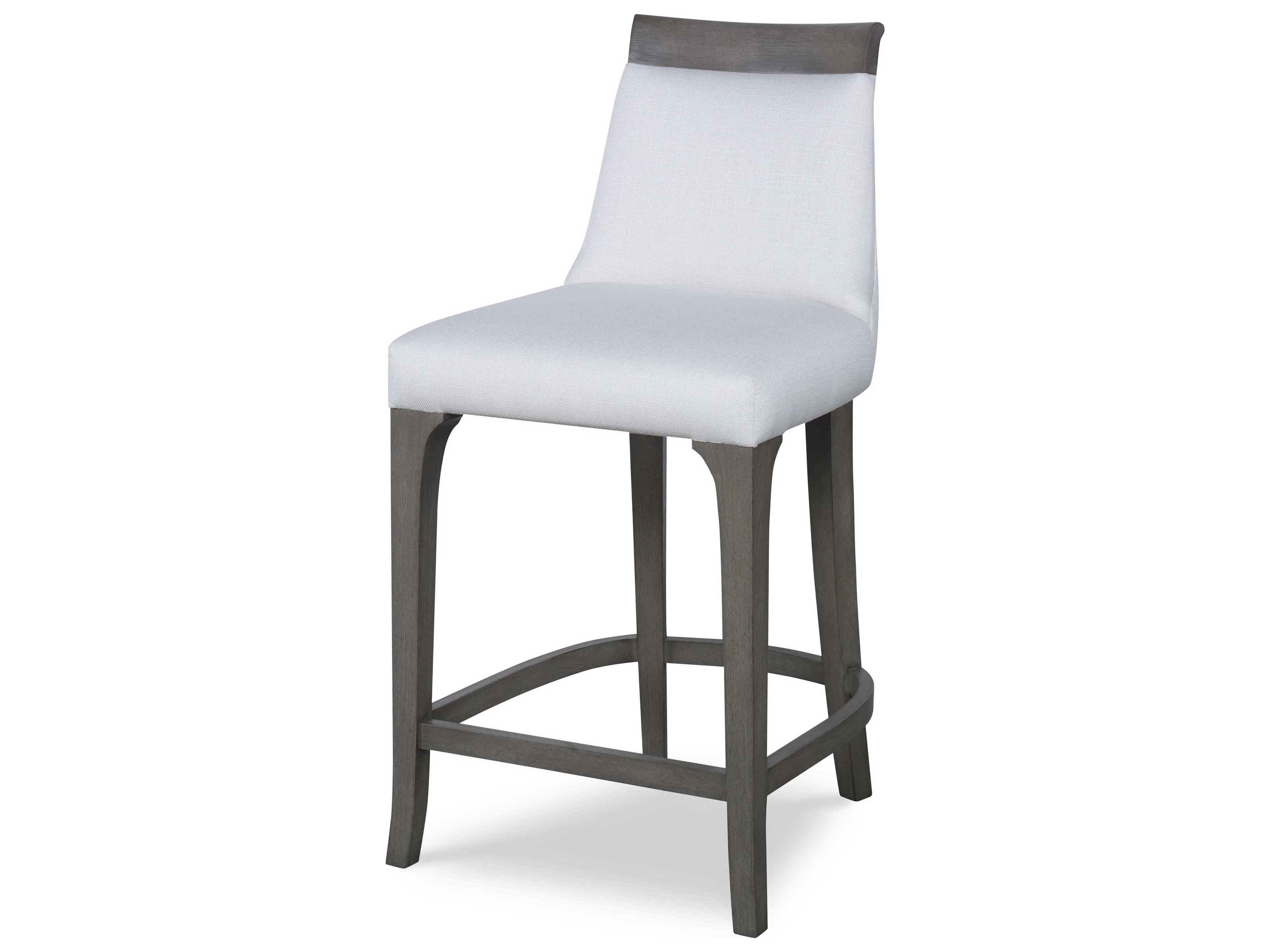 Century Furniture Citation Mira Upholstered Walnut Wood Greige Counter Stool