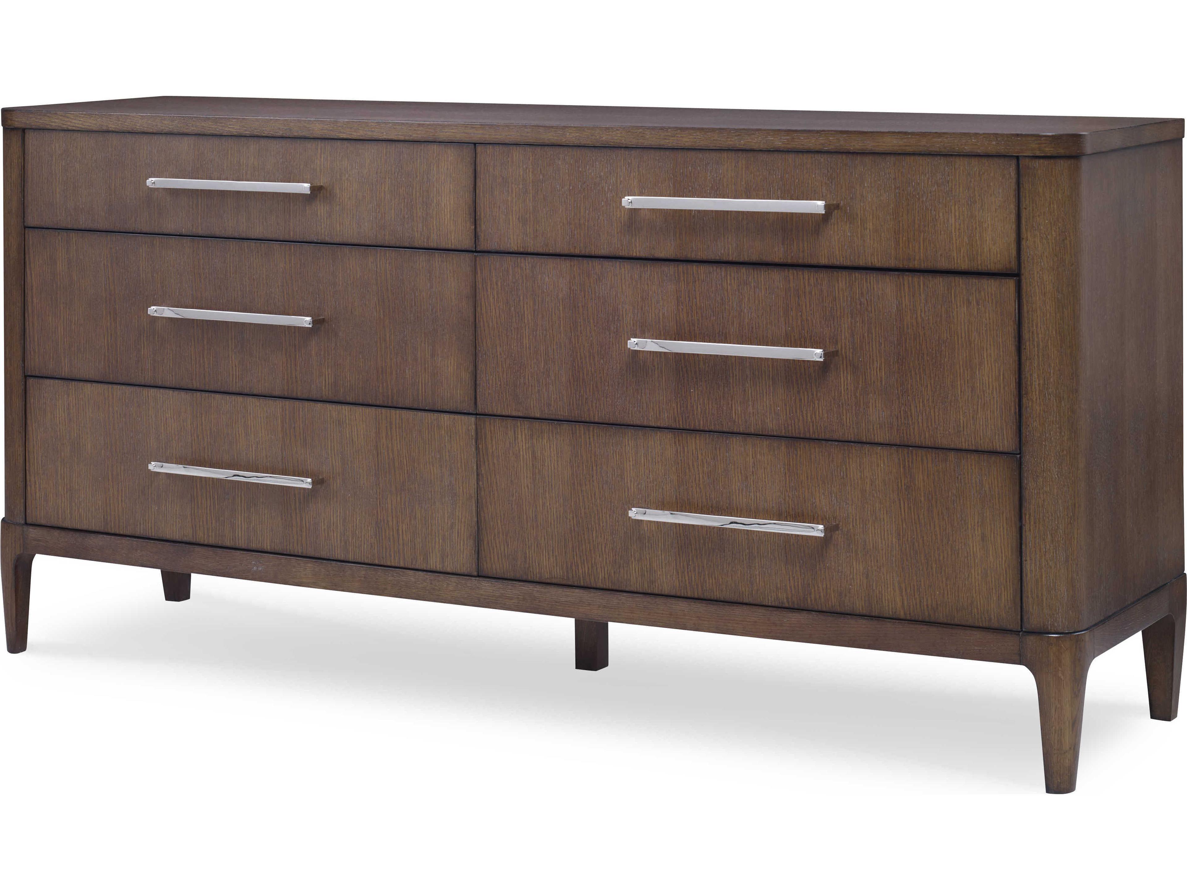 Century Furniture Bowery Place 6-Drawers Brown Oak Wood Double Dresser
