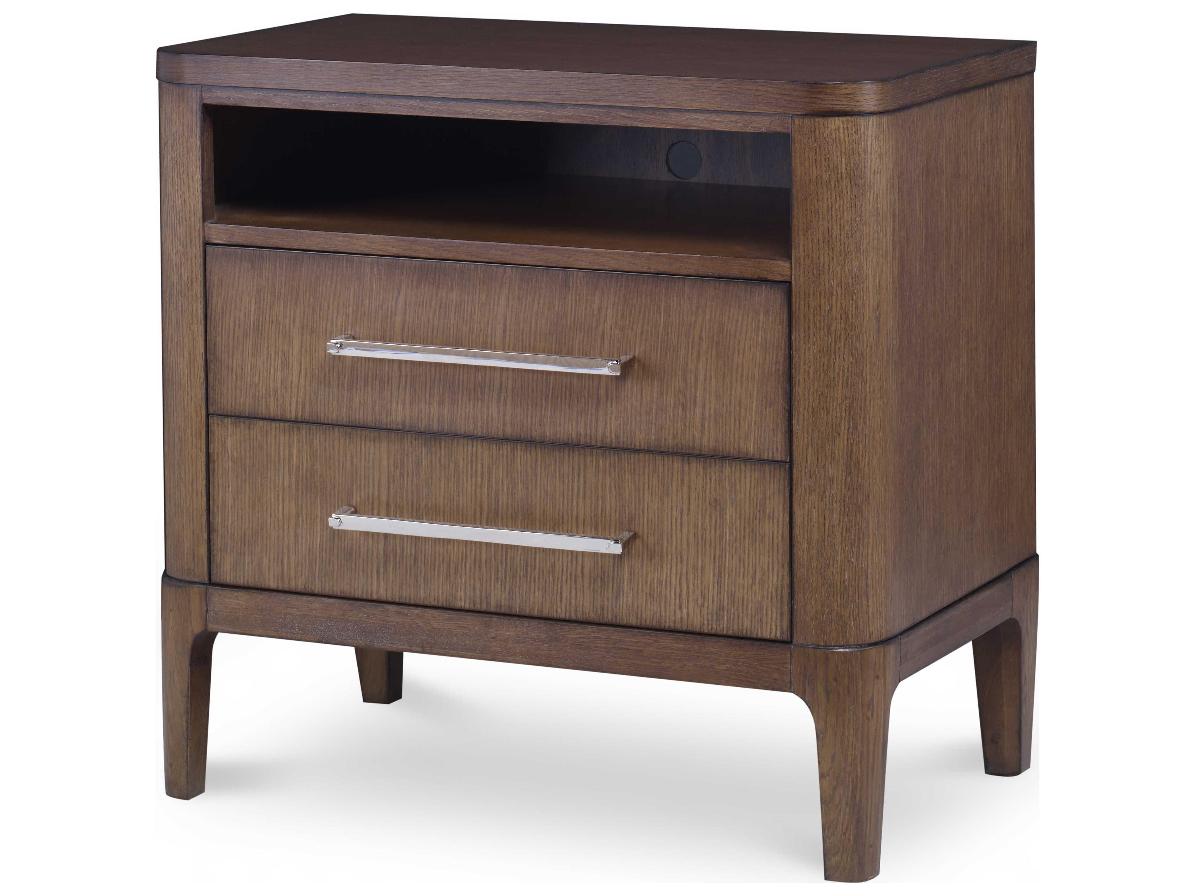 Century Furniture Bowery Place 2-Drawers Brown Oak Wood Nightstand