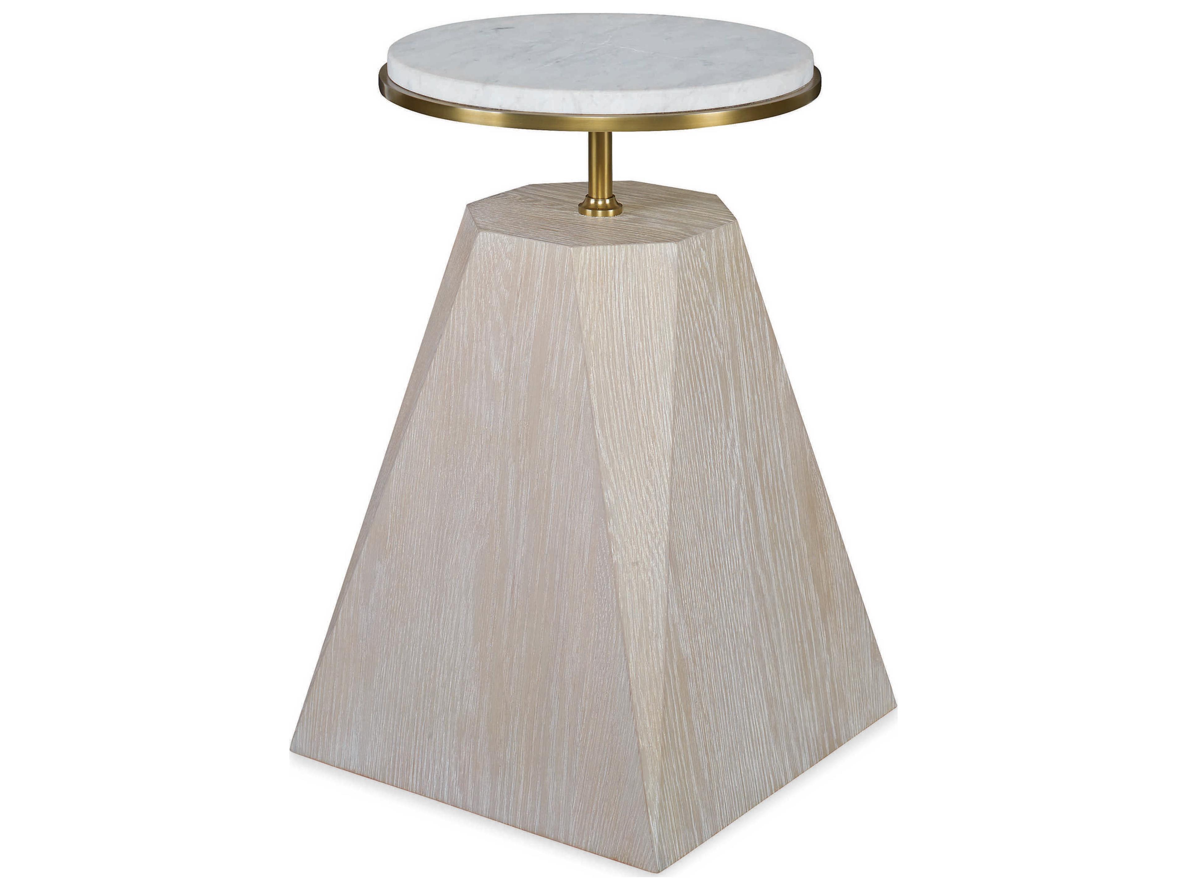 Century Furniture Cadence Round Carra Marble Sand Cerused End Table