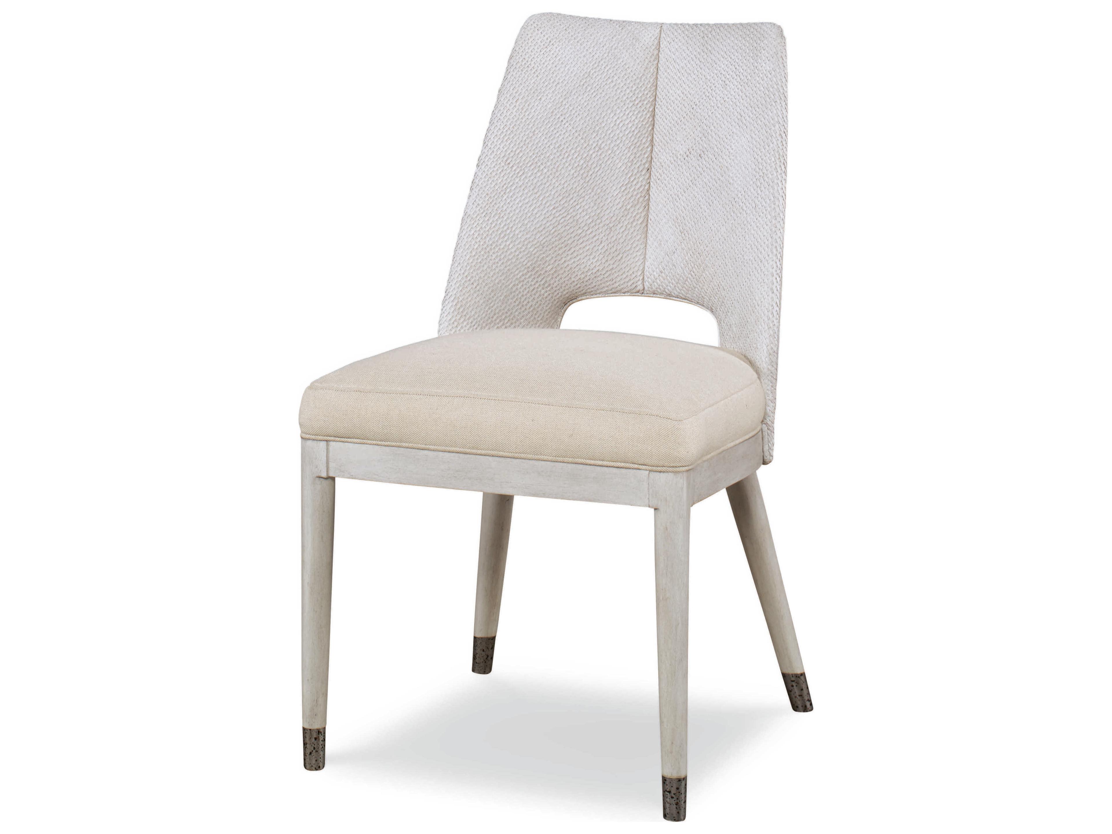 Century Furniture Curate Mahogany Wood White Upholstered Side Dining Chair