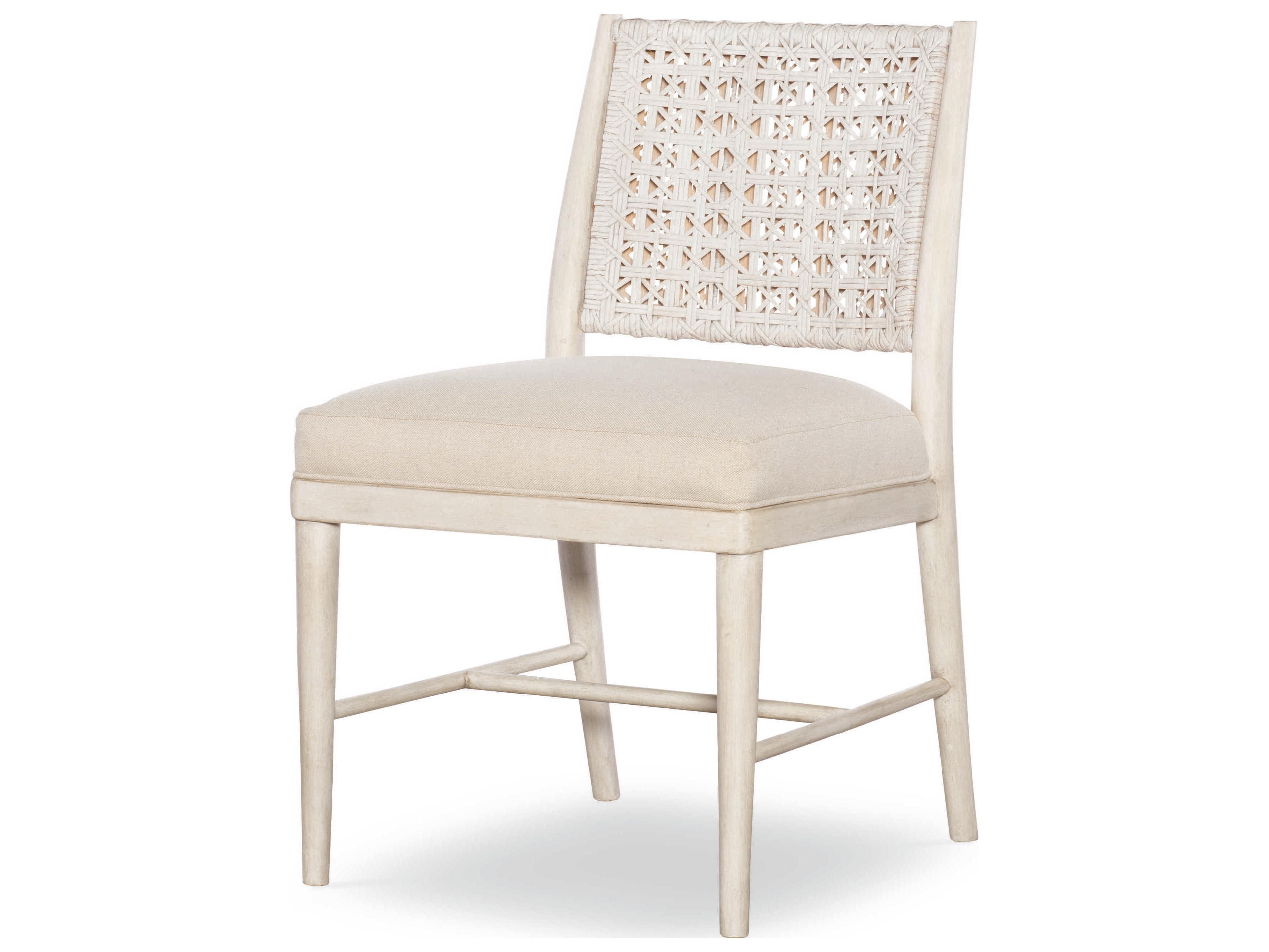 Century Furniture Curate Mahogany Wood White Upholstered Side Dining Chair