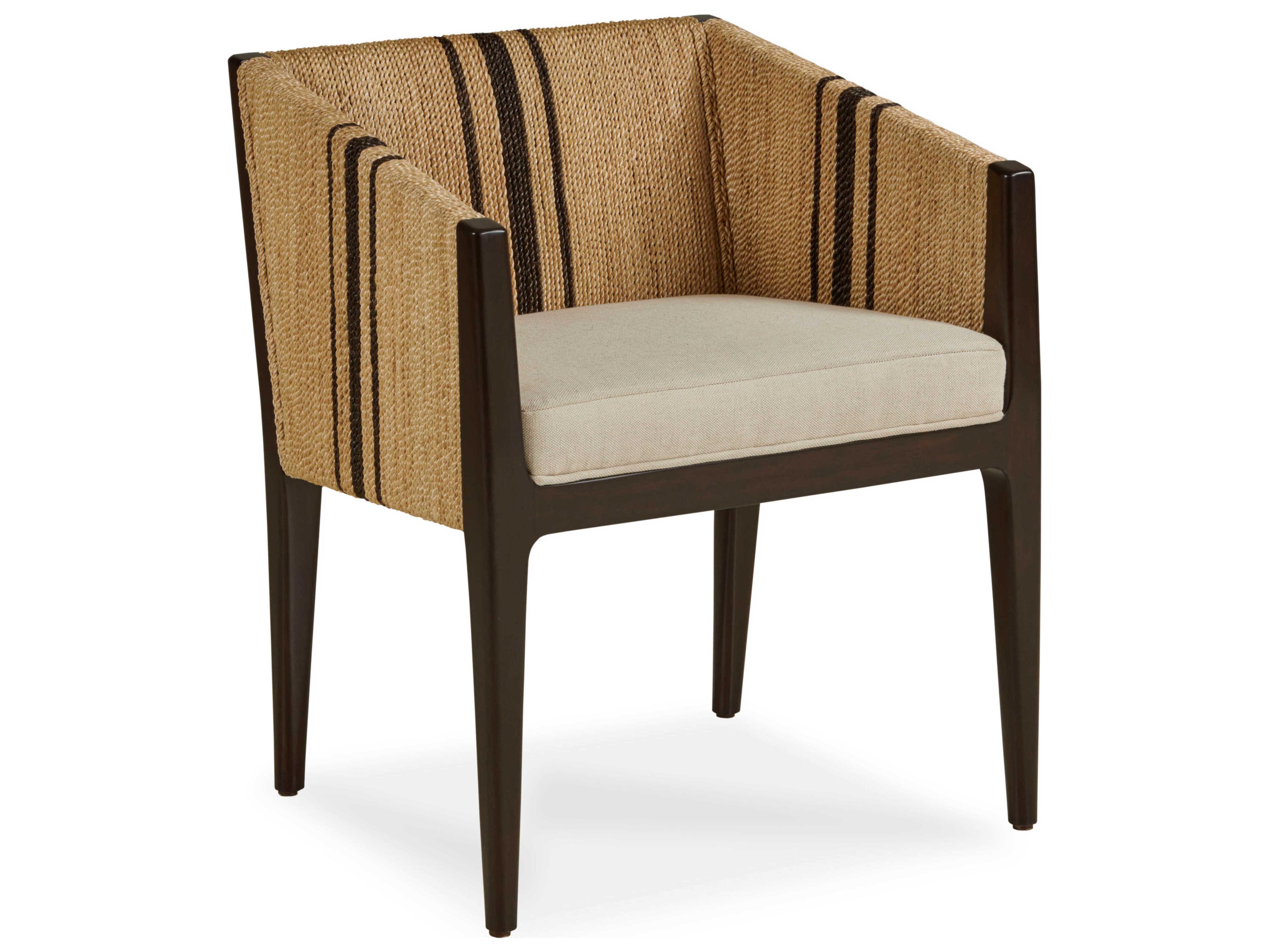 Century Furniture Curate Mahogany Wood Black Upholstered Arm Dining Chair