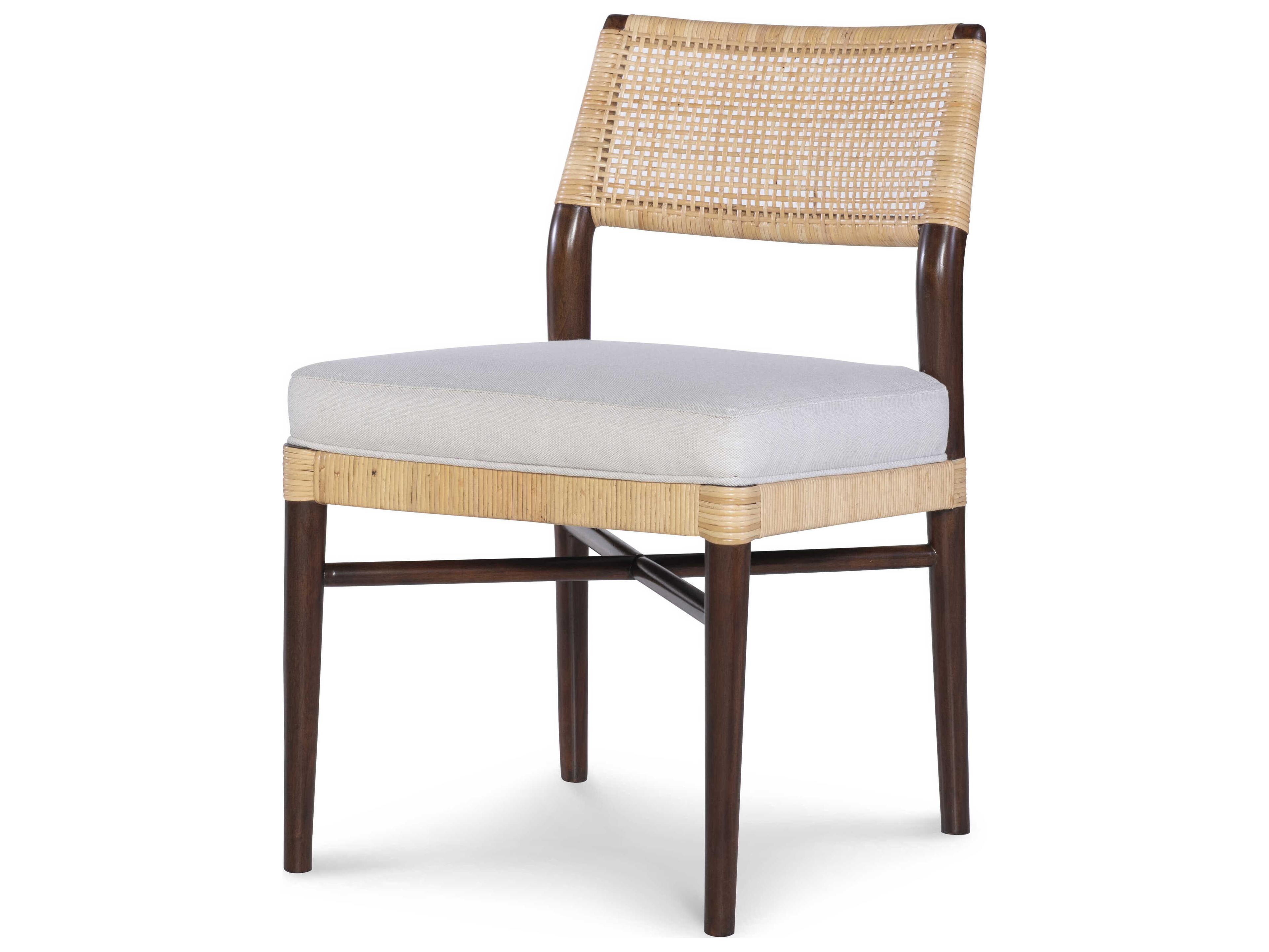 Century Furniture Curate Caribe Mahogany Wood Beige Upholstered Armless Dining Chair
