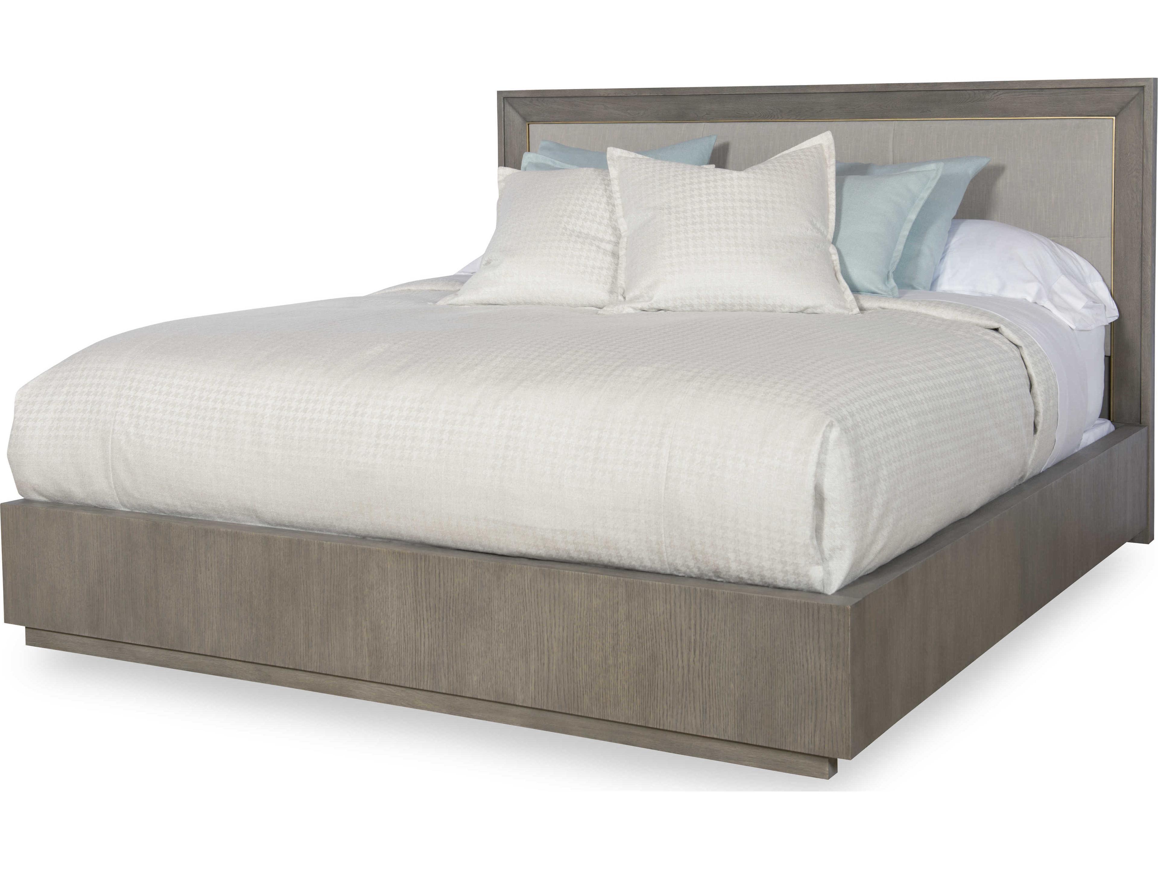 Century Furniture Monarch Gray Oak Wood King Panel Bed