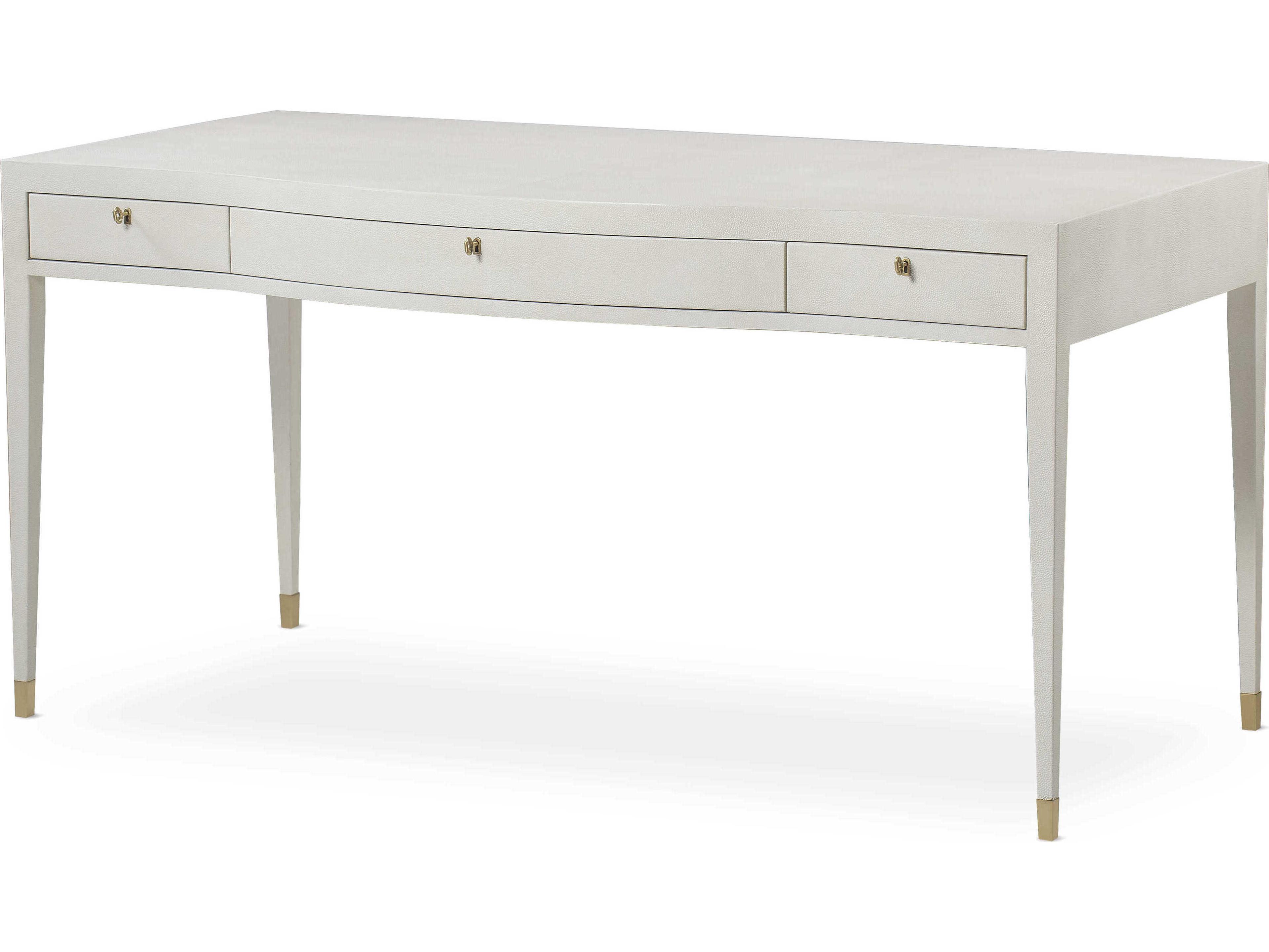 Century Furniture Monarch Ivory Faux Shagreen White Poplar Wood Writing Desk